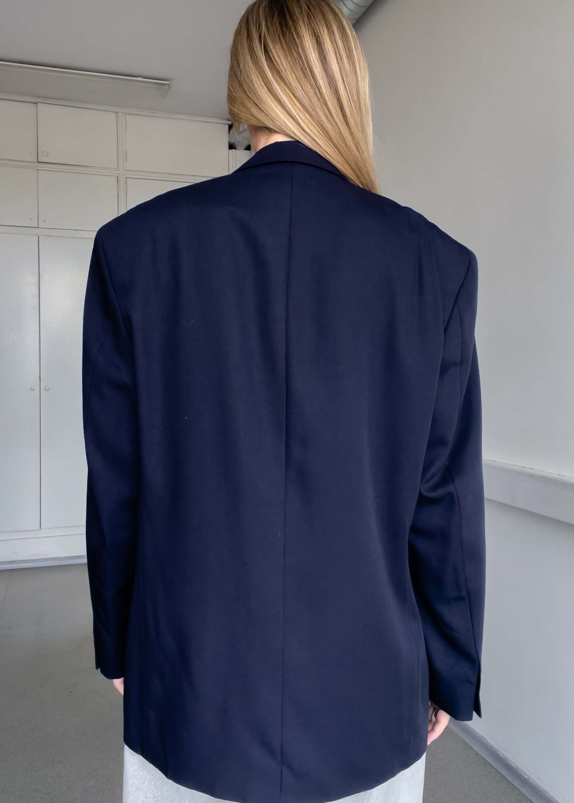 Vintage Navy Blue Oversized Blazer