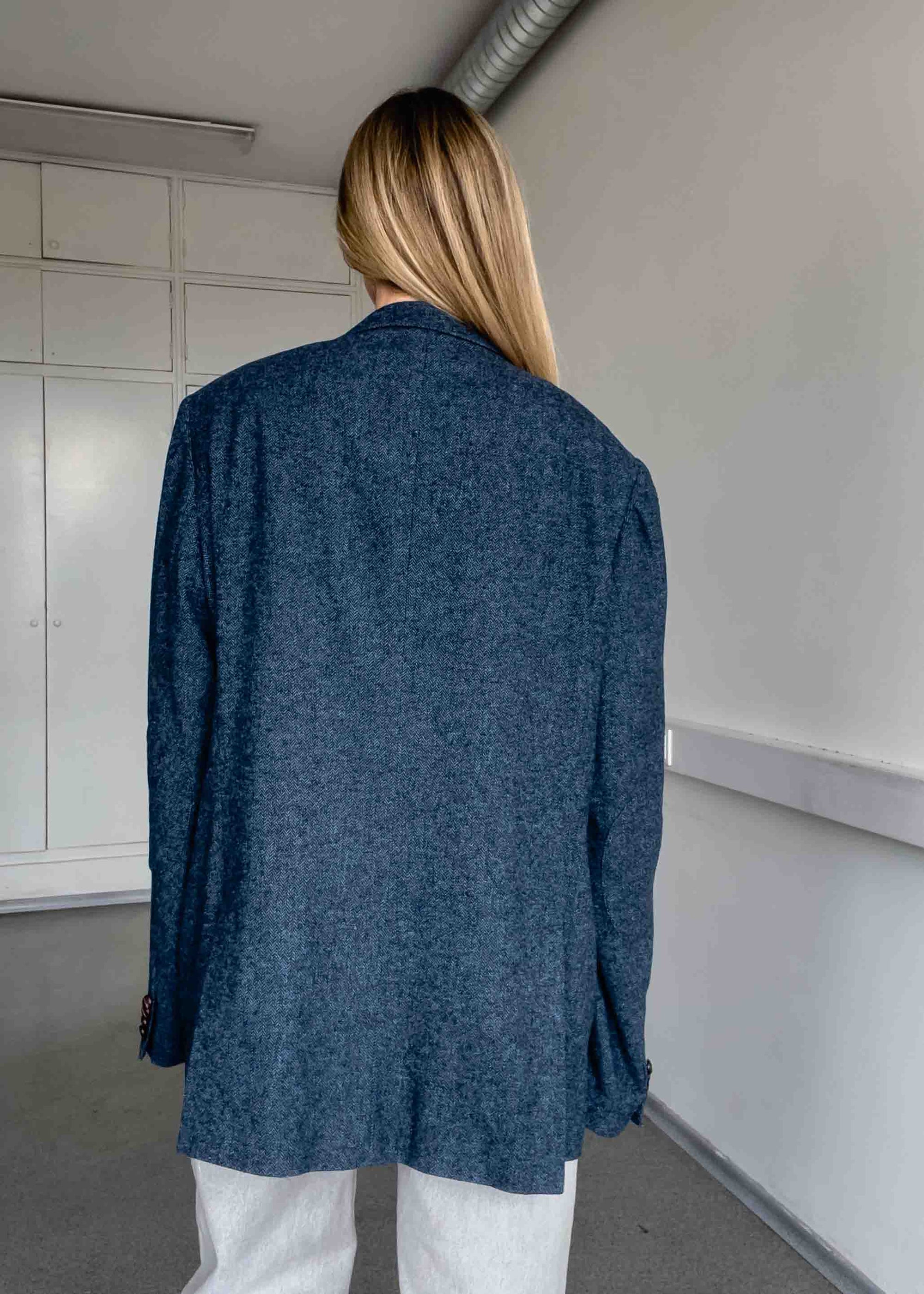 Vintage Blue Oversized Blazer Coat