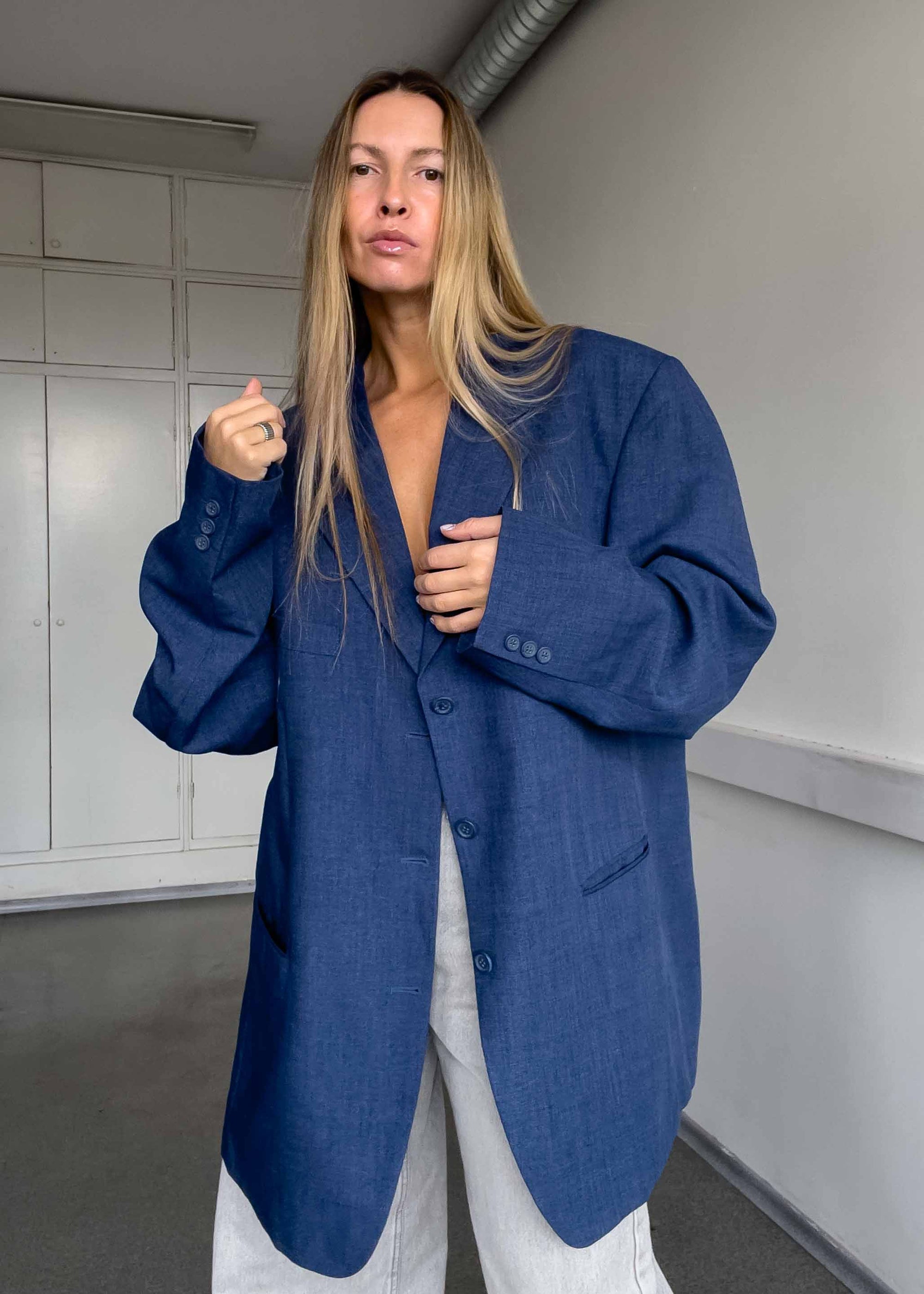 Vintage Blue Super Oversized Blazer