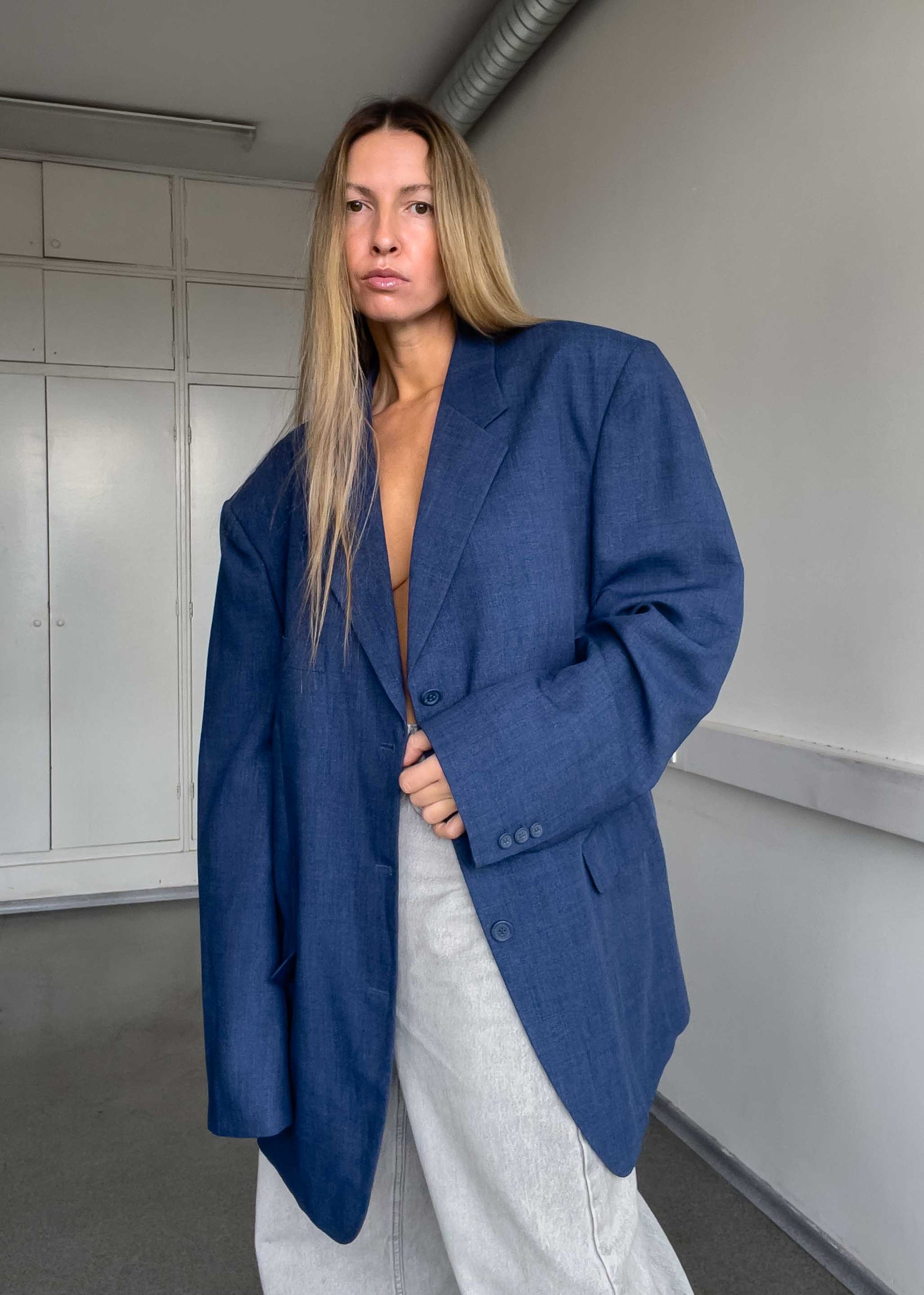 Vintage Blue Super Oversized Blazer