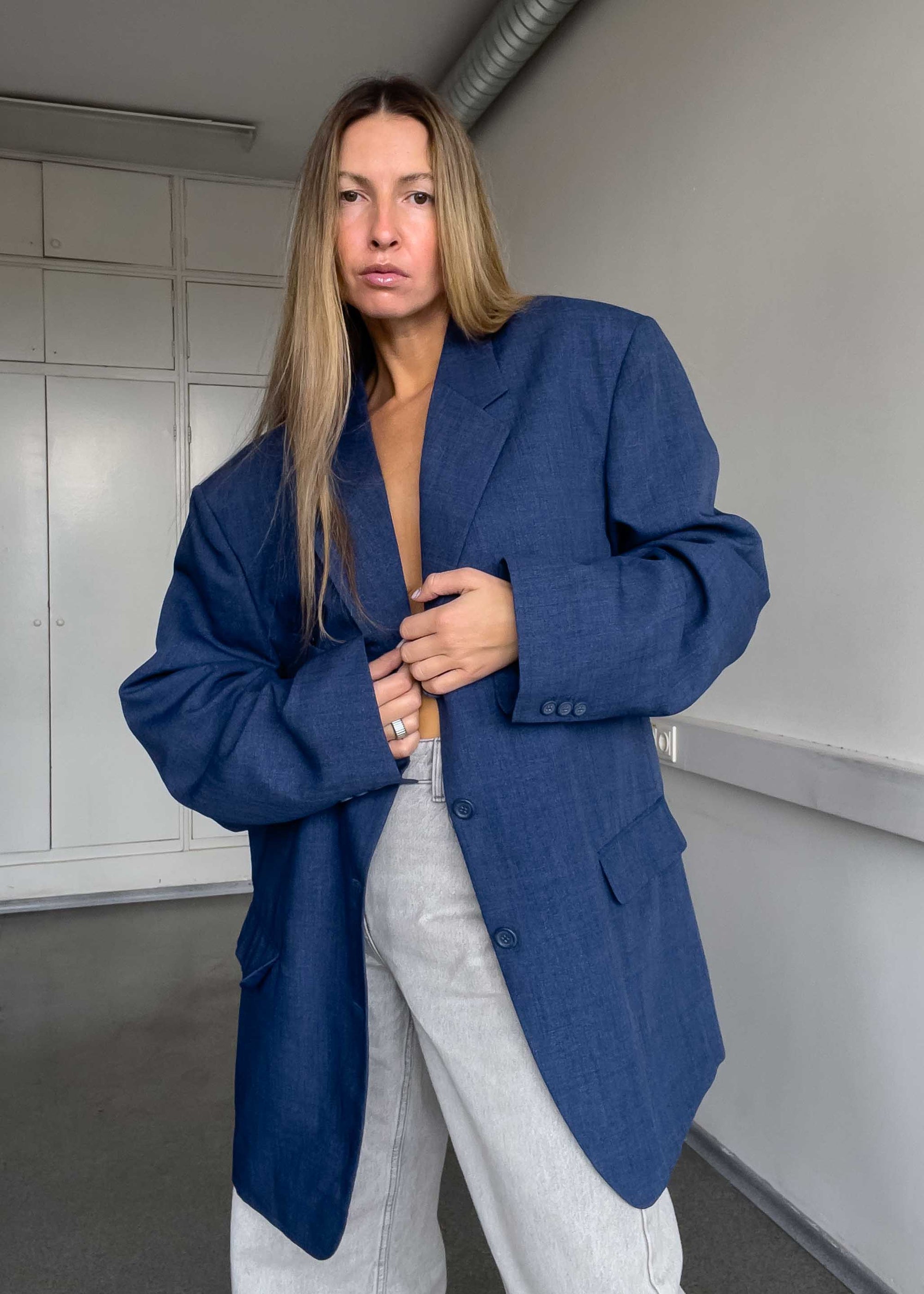 Vintage Blue Super Oversized Blazer