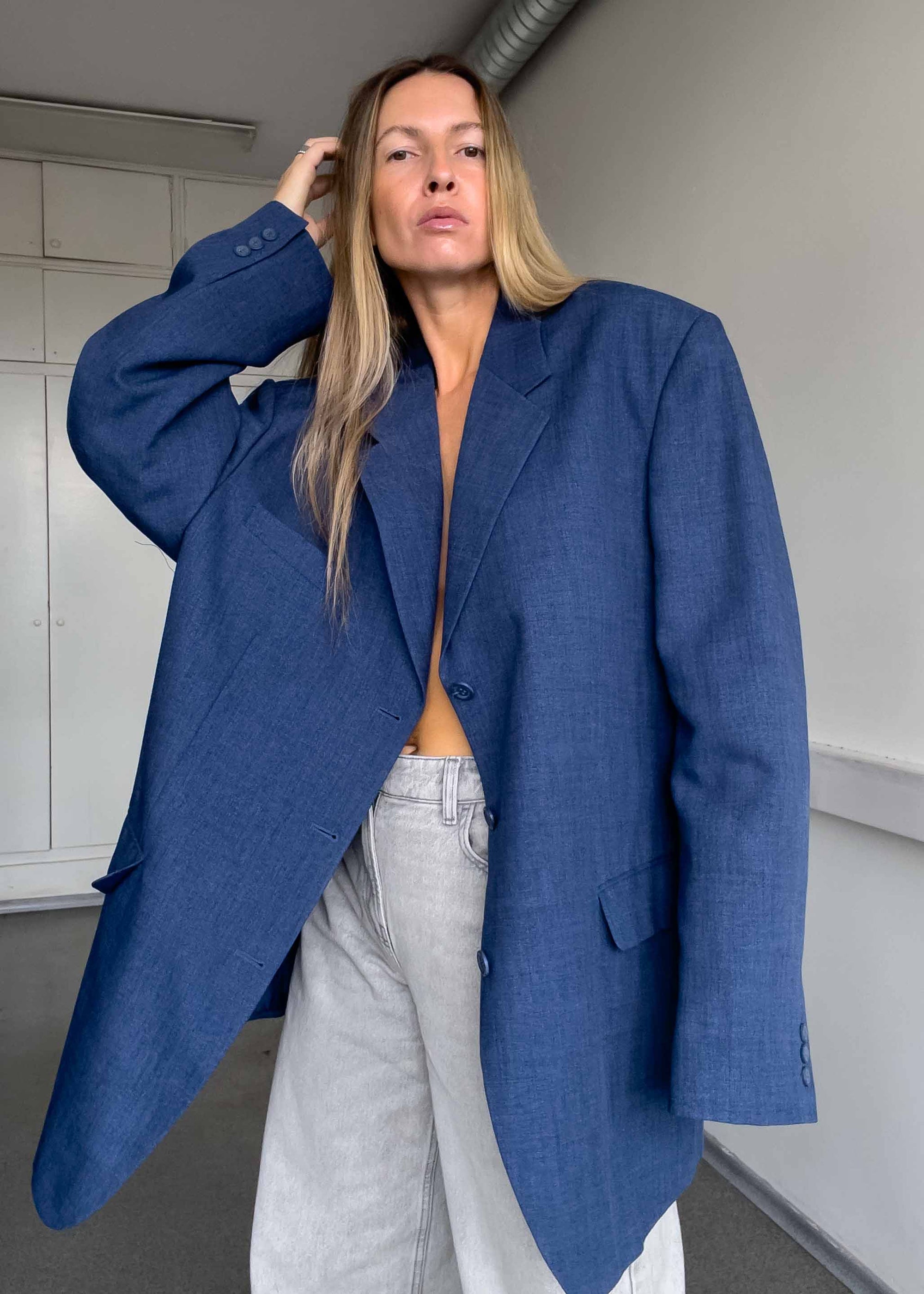 Vintage Blue Super Oversized Blazer