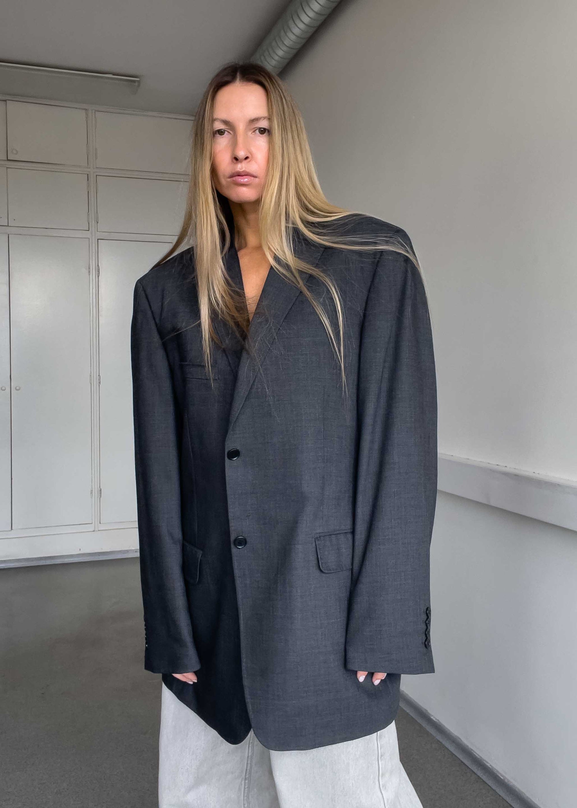 Vintage Grey Oversized Blazer