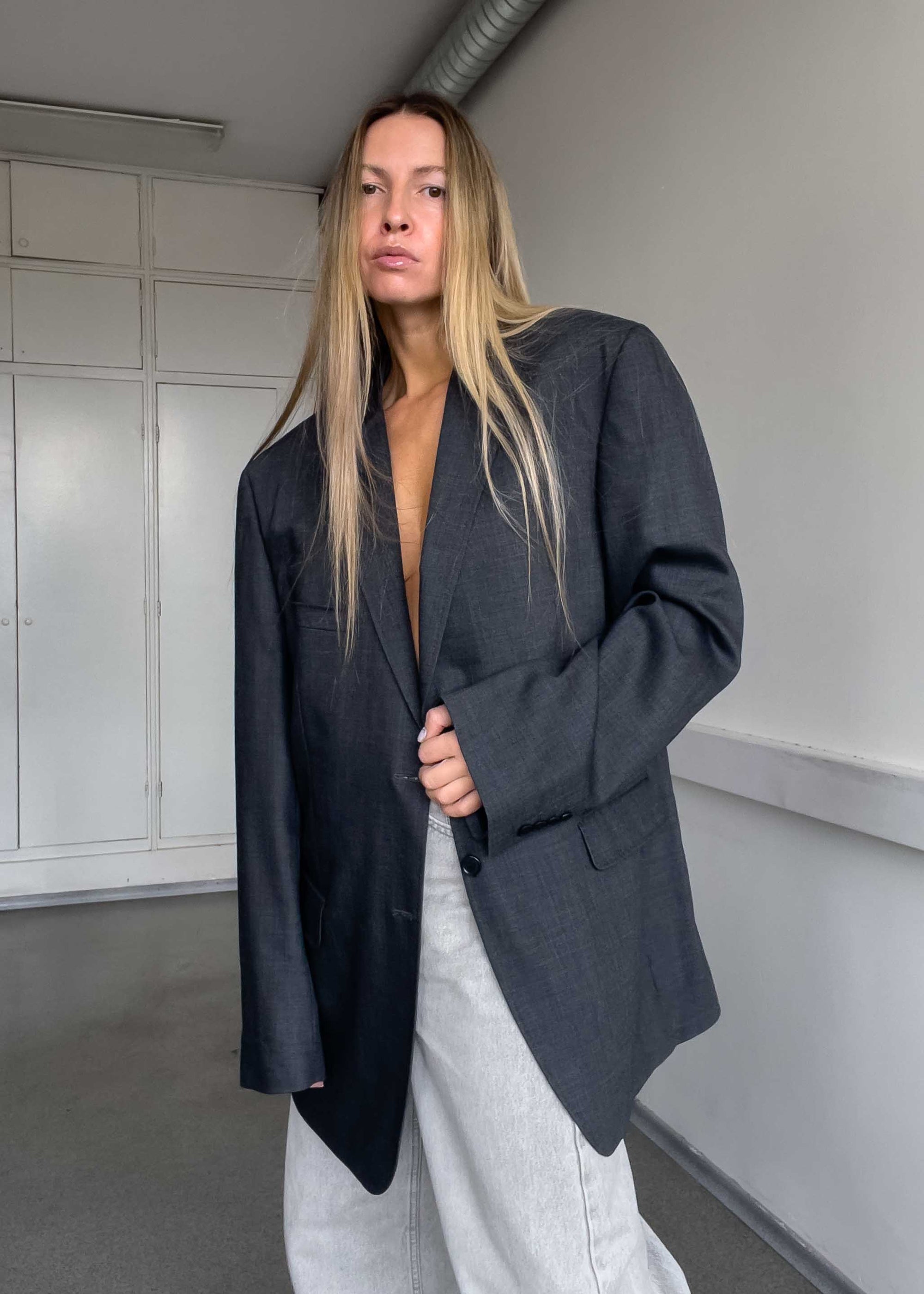 Vintage Grey Oversized Blazer
