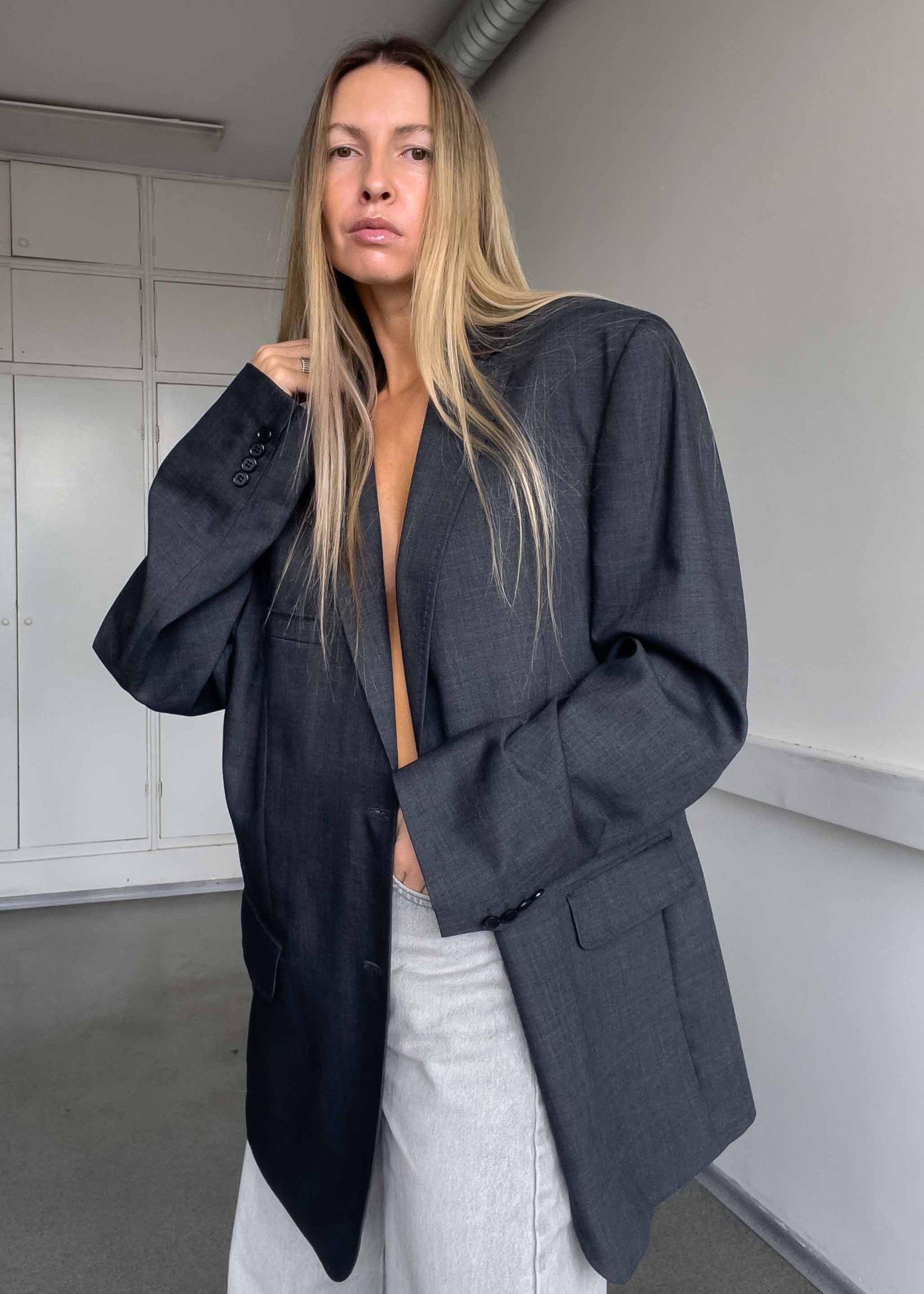 Vintage Grey Oversized Blazer
