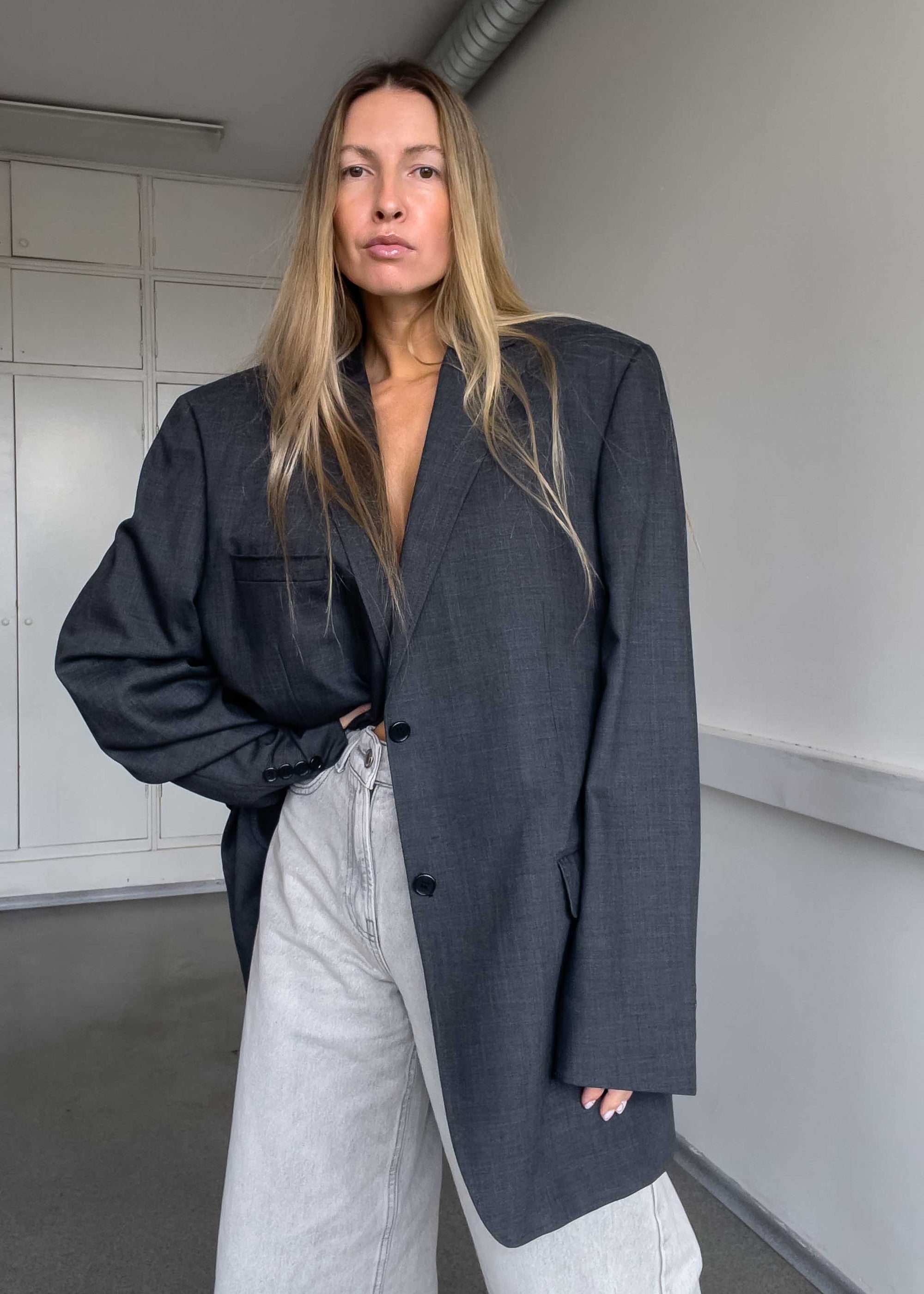 Vintage Grey Oversized Blazer
