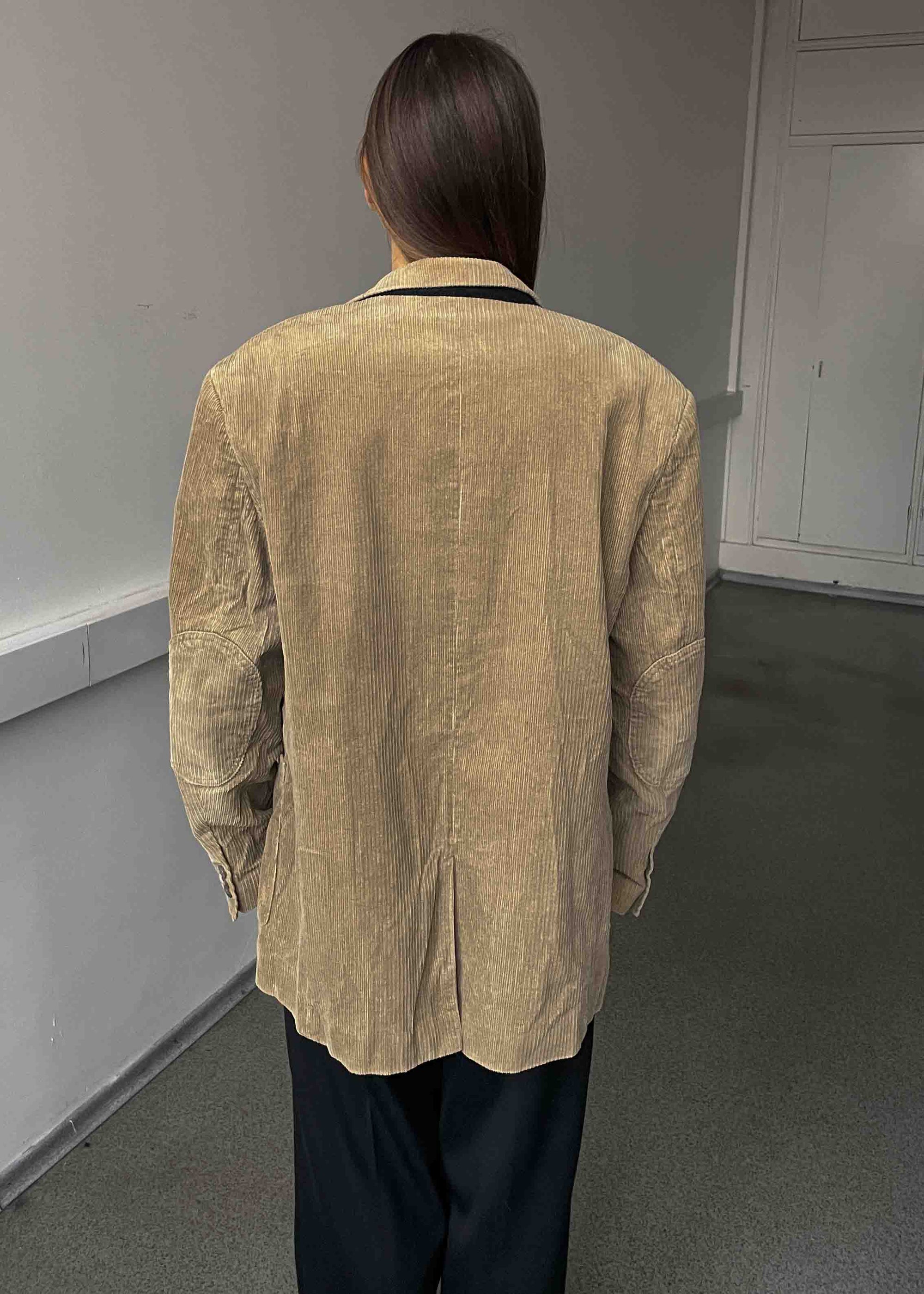 Vintage Beige Oversized Corduroy Blazer