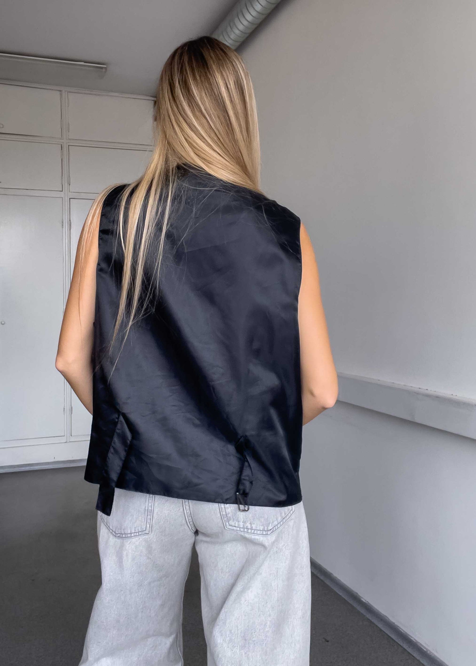 Vintage Black Oversized Suede Vest
