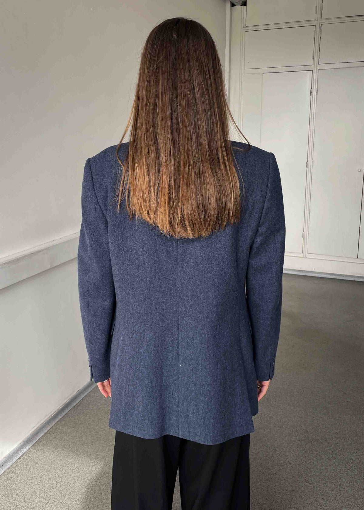 Vintage Blue Brushed Wool Oversized Blazer