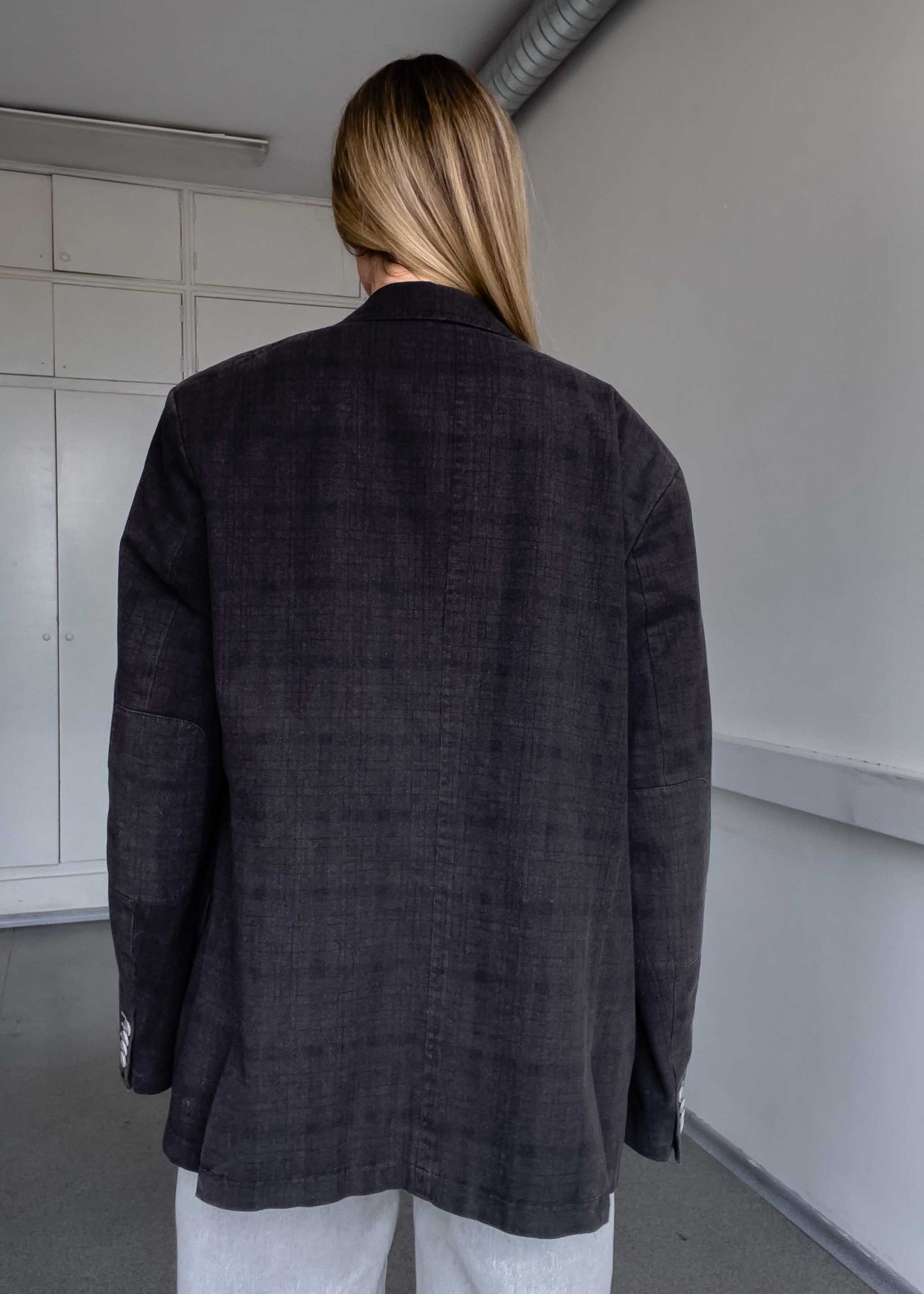 Vintage Brown Oversized Cotton Blazer