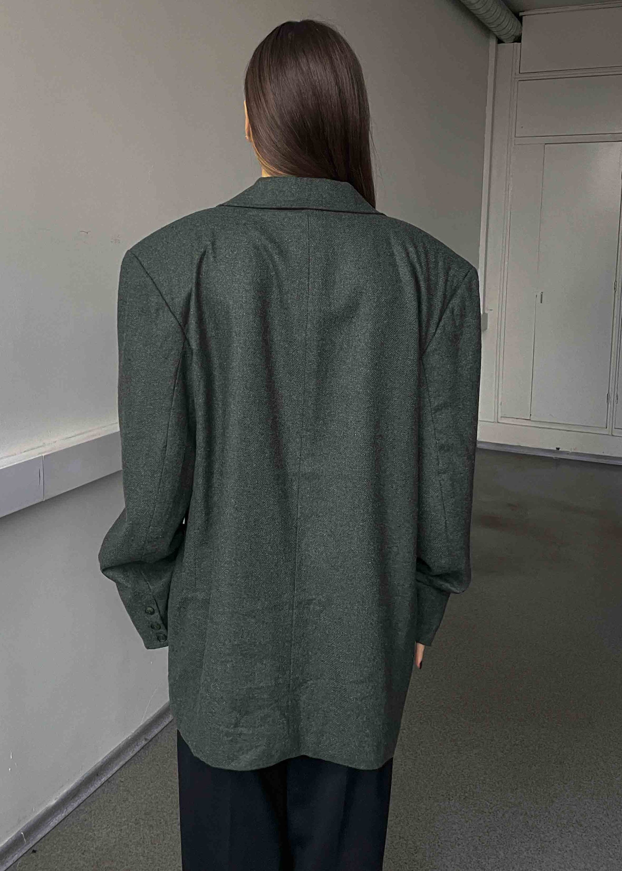 Vintage Green Oversized Wool Blazer
