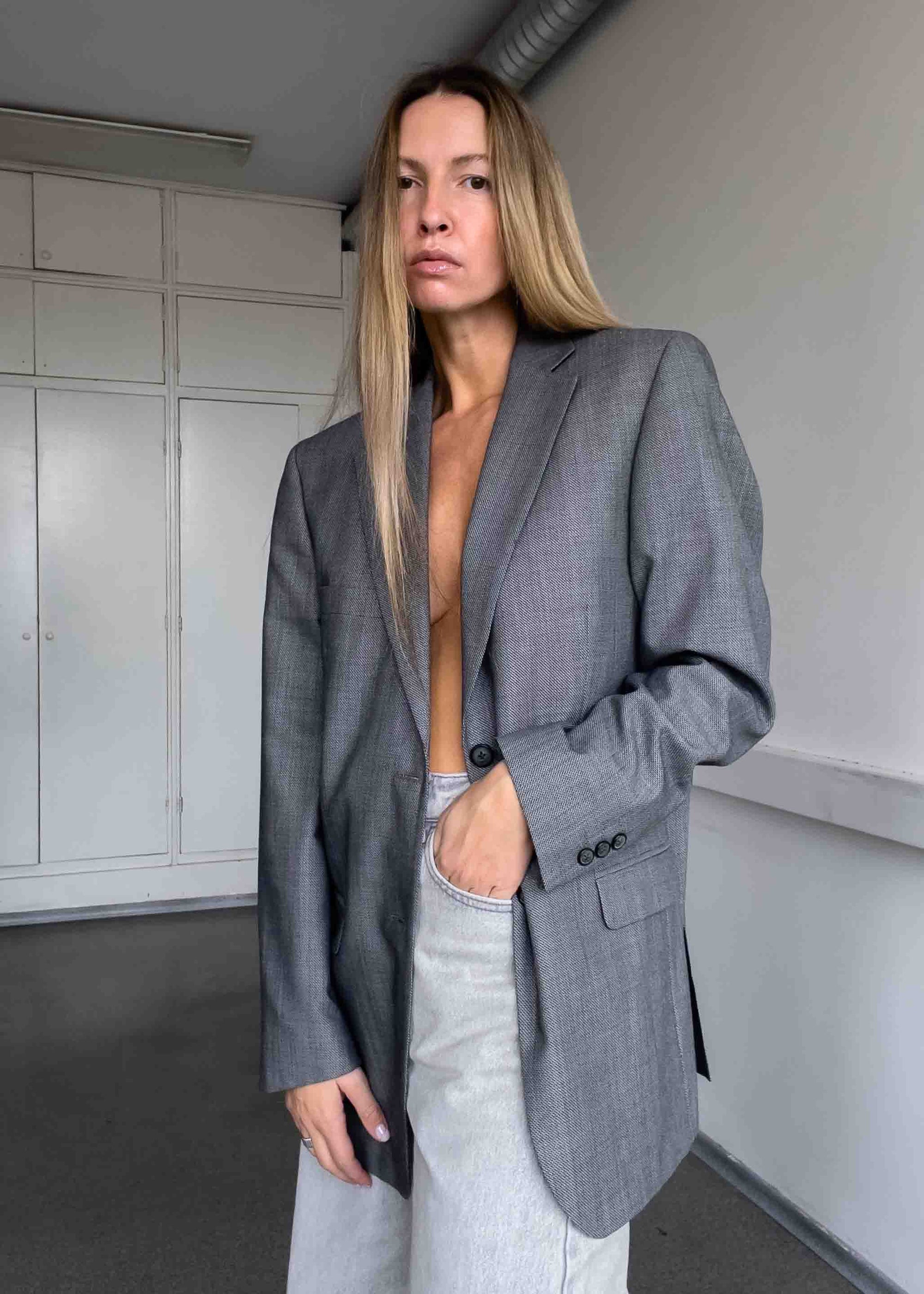 Vintage Grey Oversized Blazer