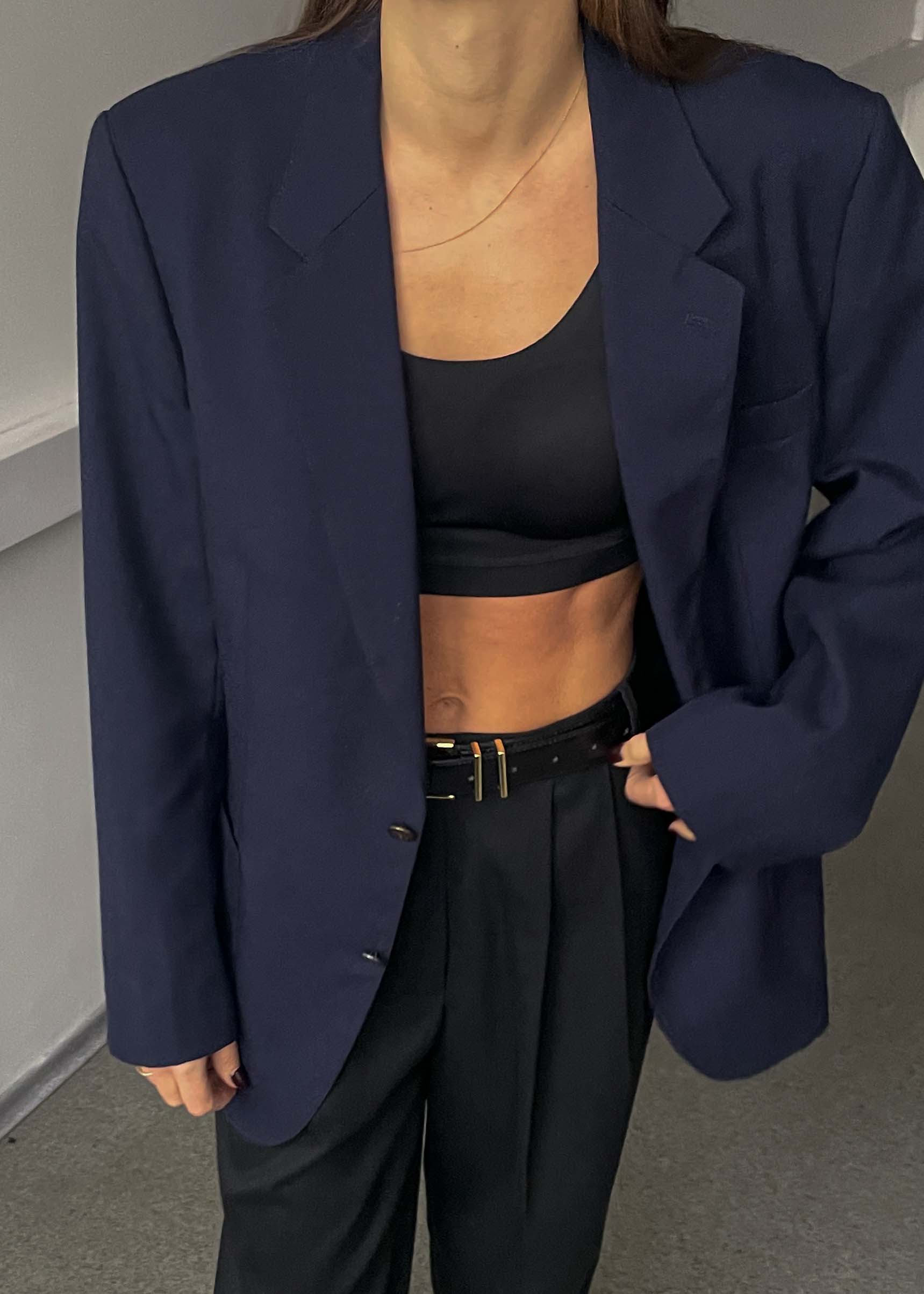 Vintage Navy Blue Oversized Blazer