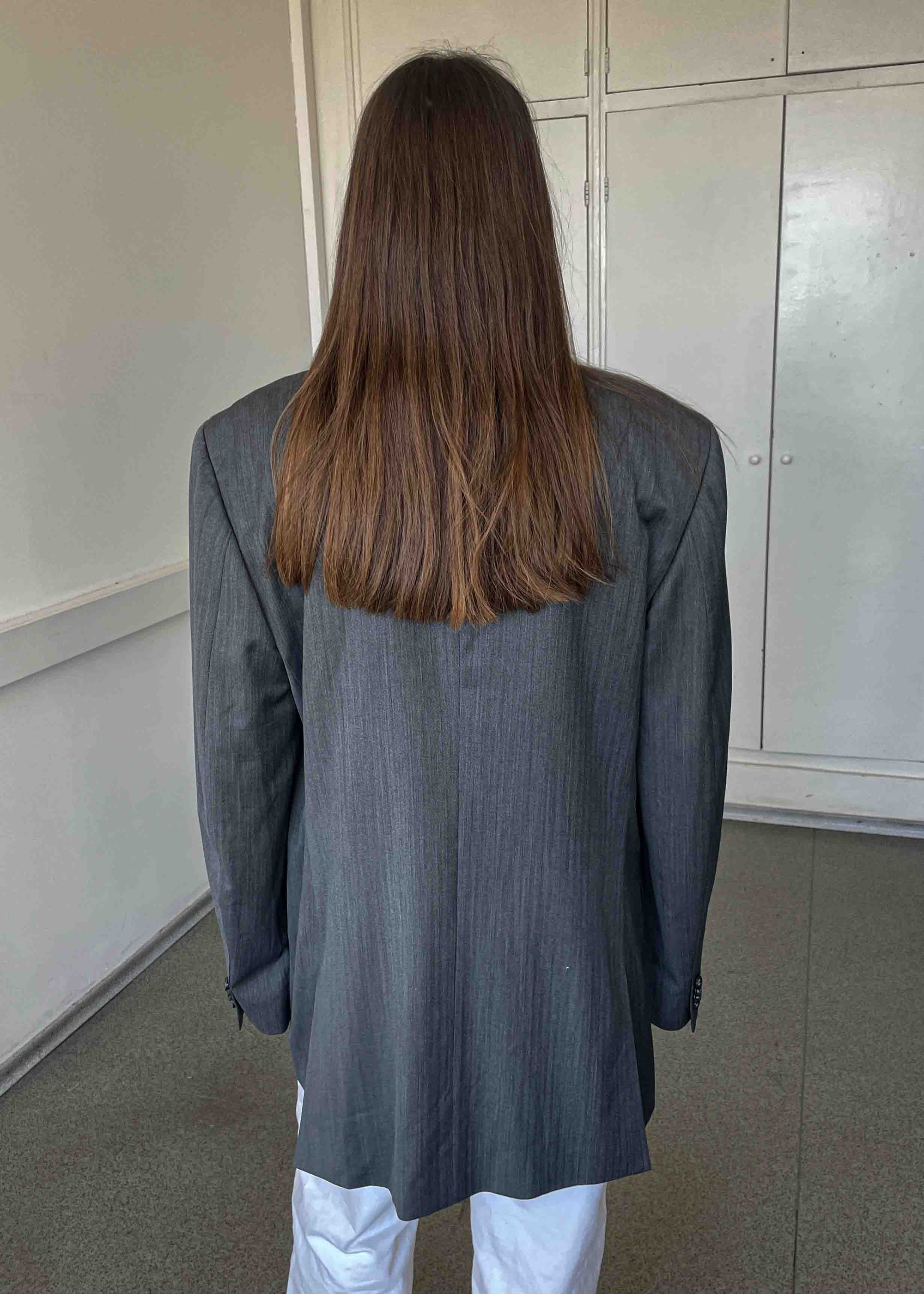 Vintage Grey Patterned Oversized Blazer