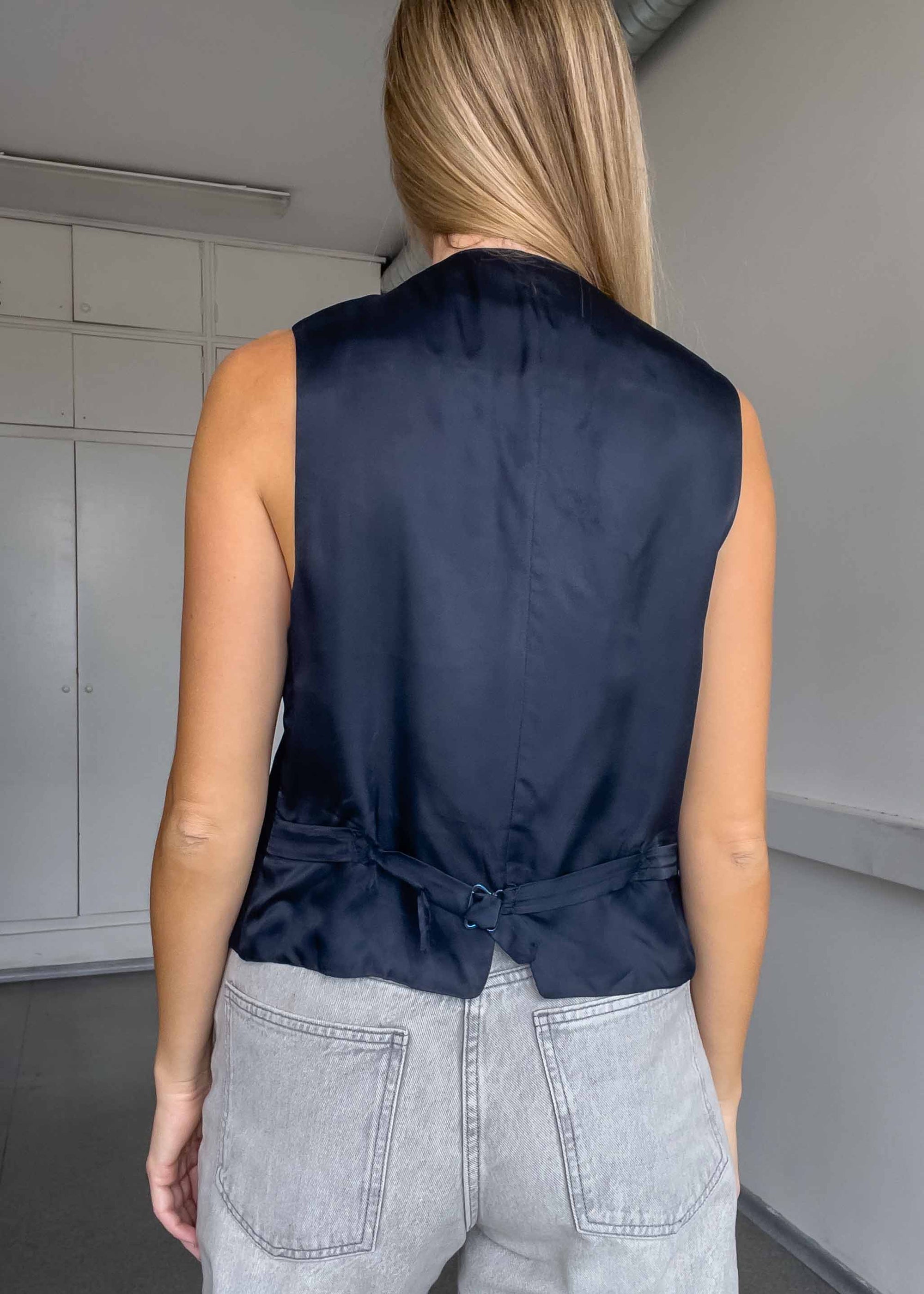 Vintage Navy Blue Oversized Vest