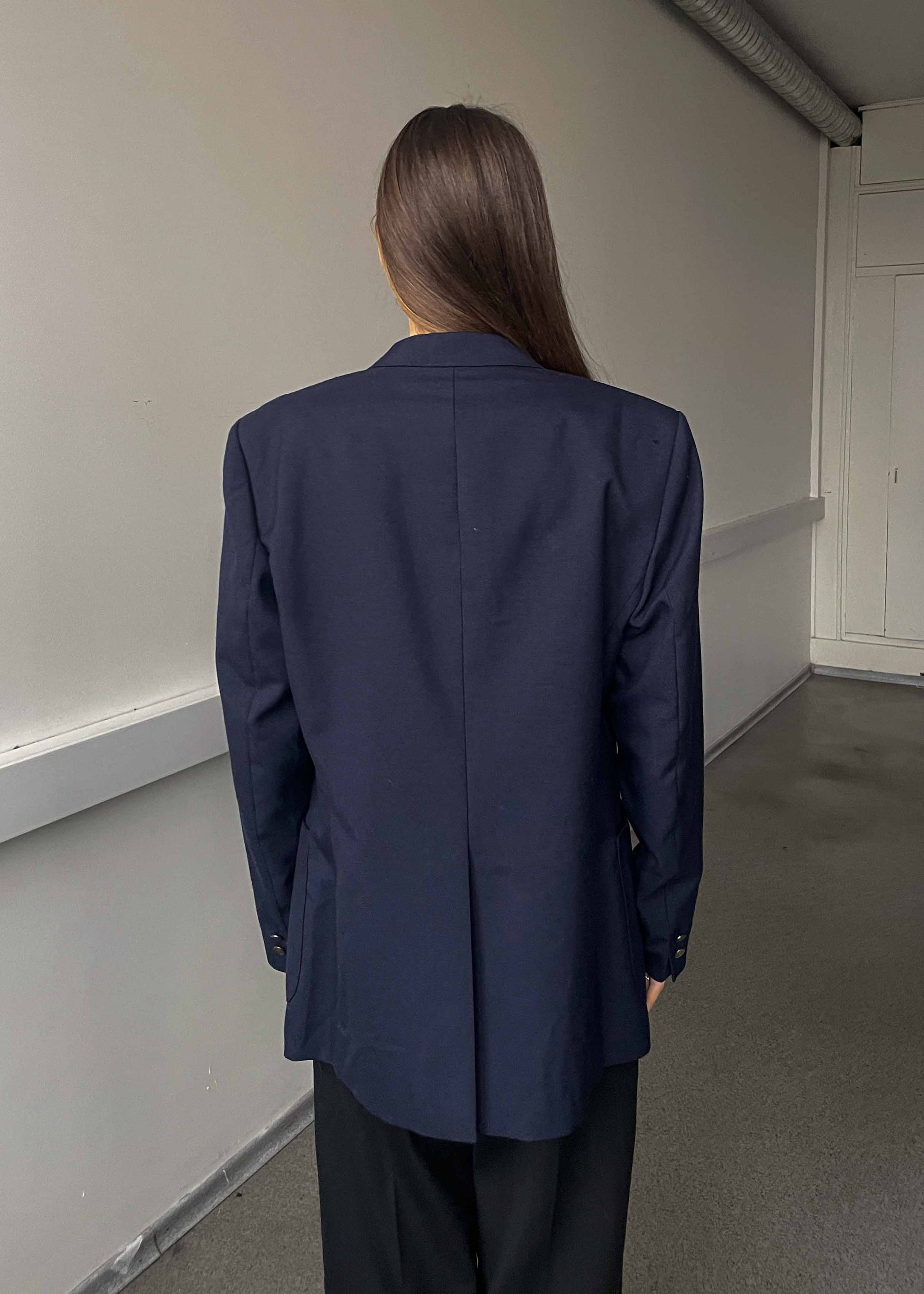Vintage Navy Blue Oversized Blazer