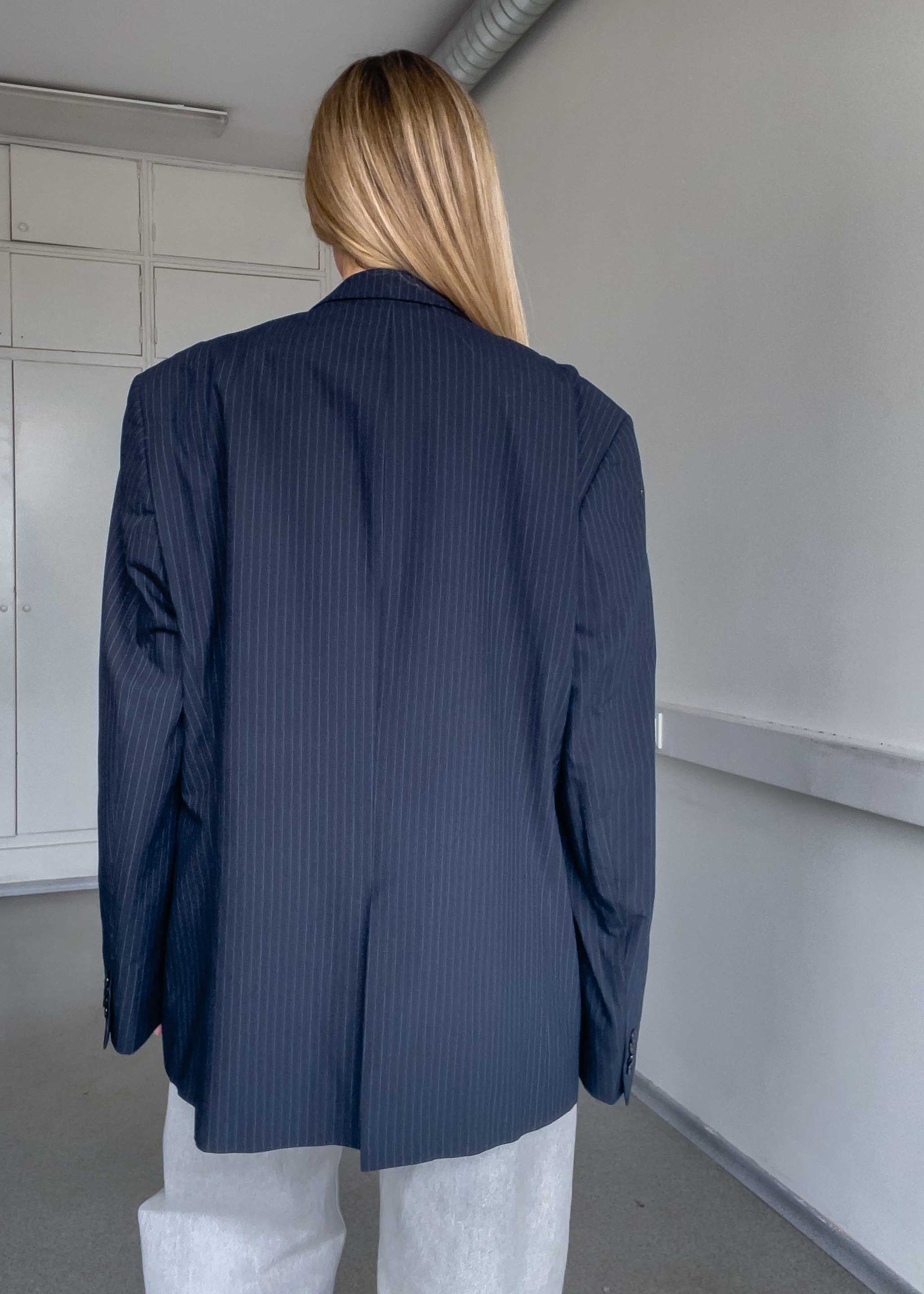 Vintage Blue Stripy Oversized Blazer