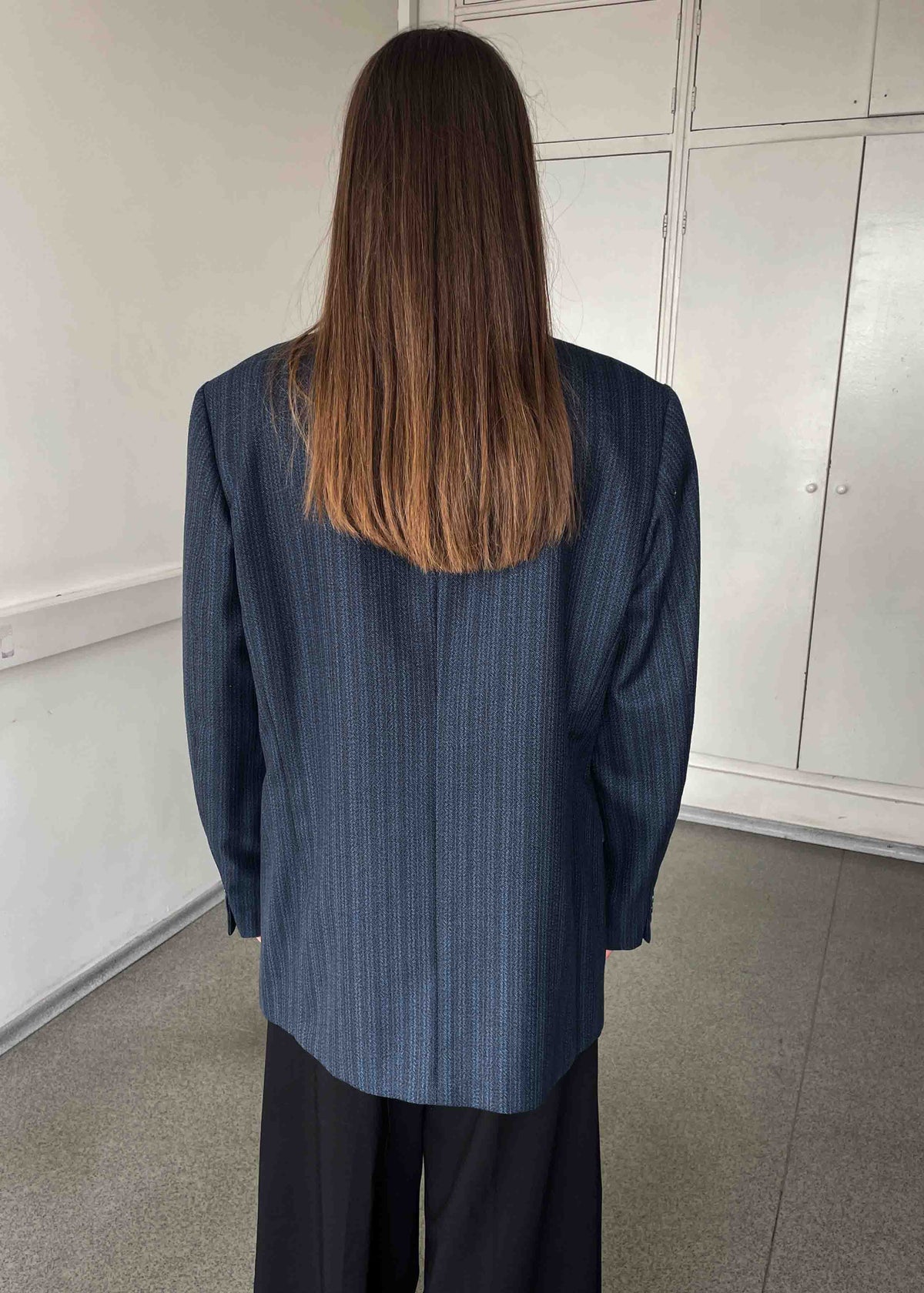 Vintage Blue Stripy Oversized Blazer