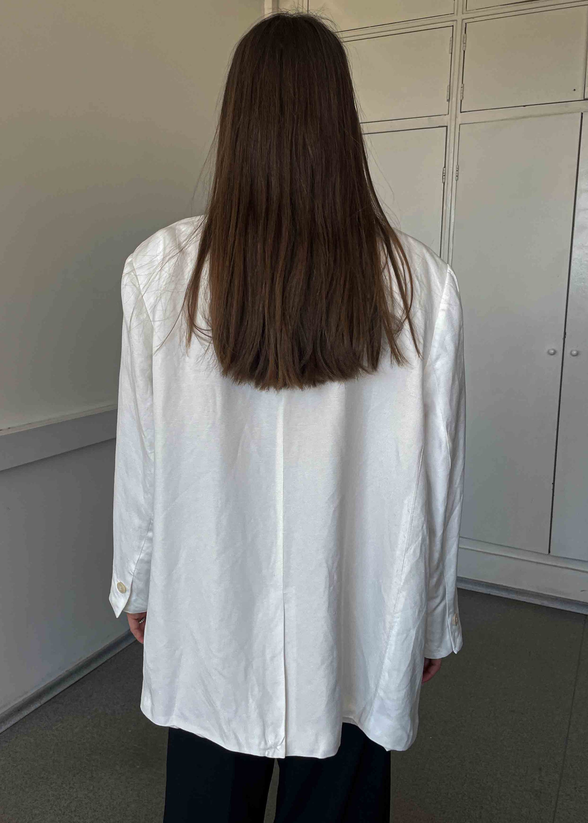 Vintage White Linen Blend Oversized Blazer