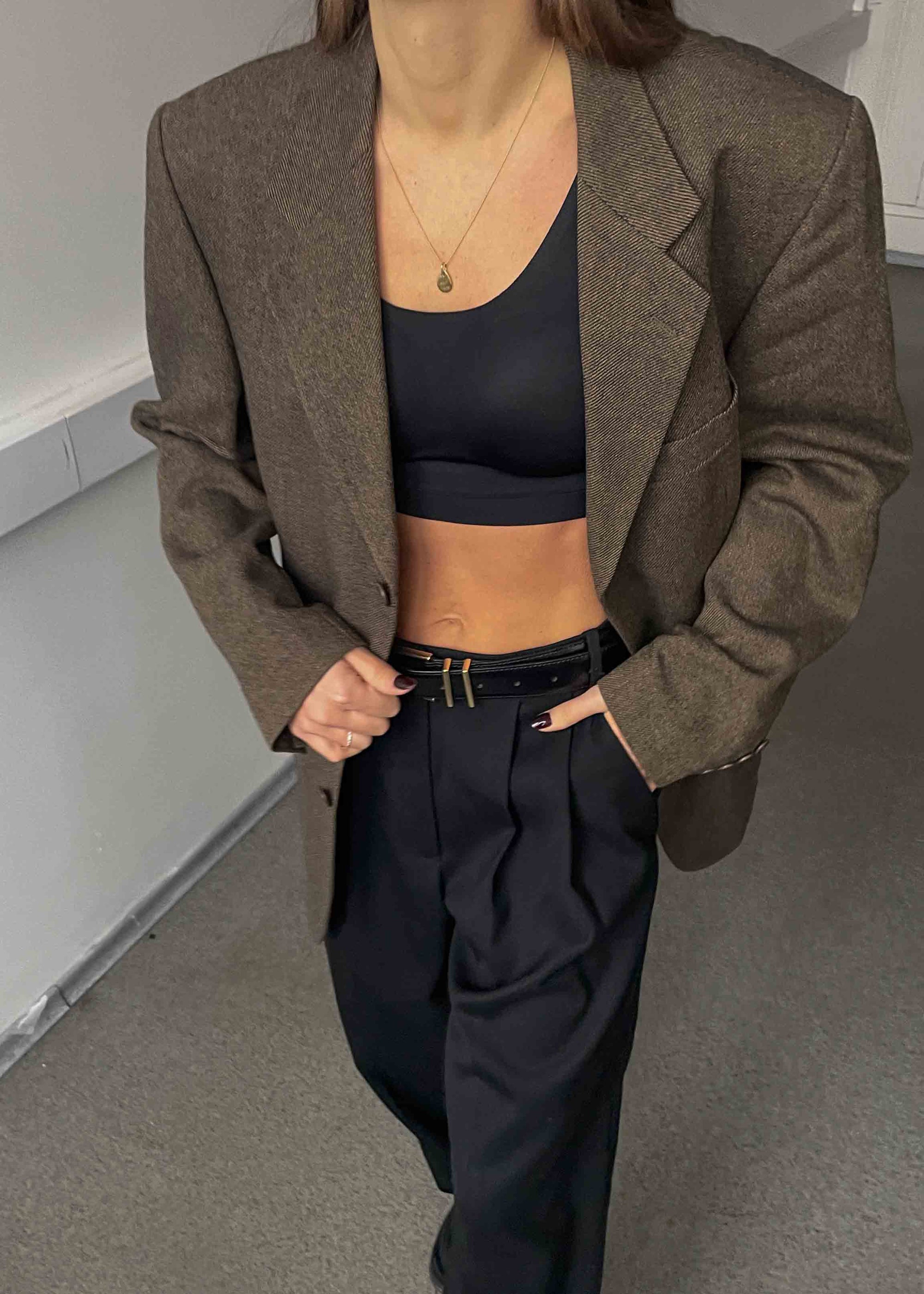 Vintage Brown Patterned Oversized 100% WOOL Blazer