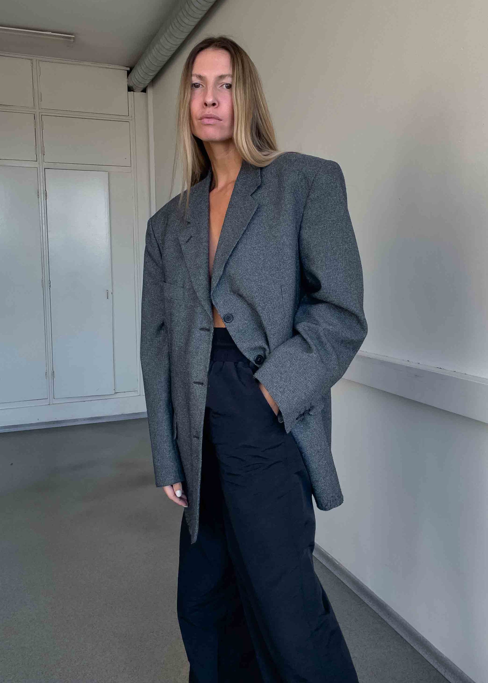 Vintage Grey Oversized Blazer