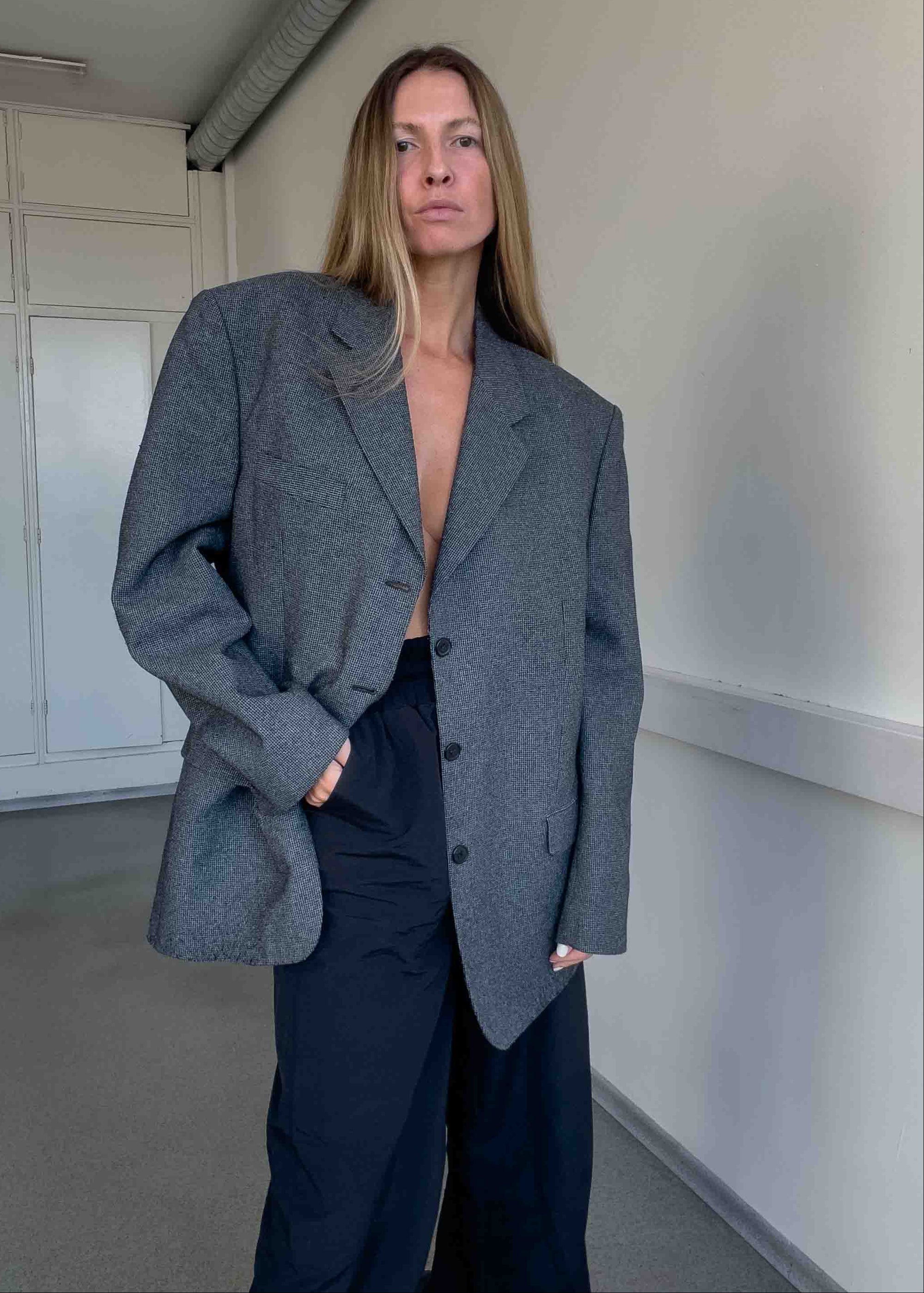 Vintage Grey Oversized Blazer