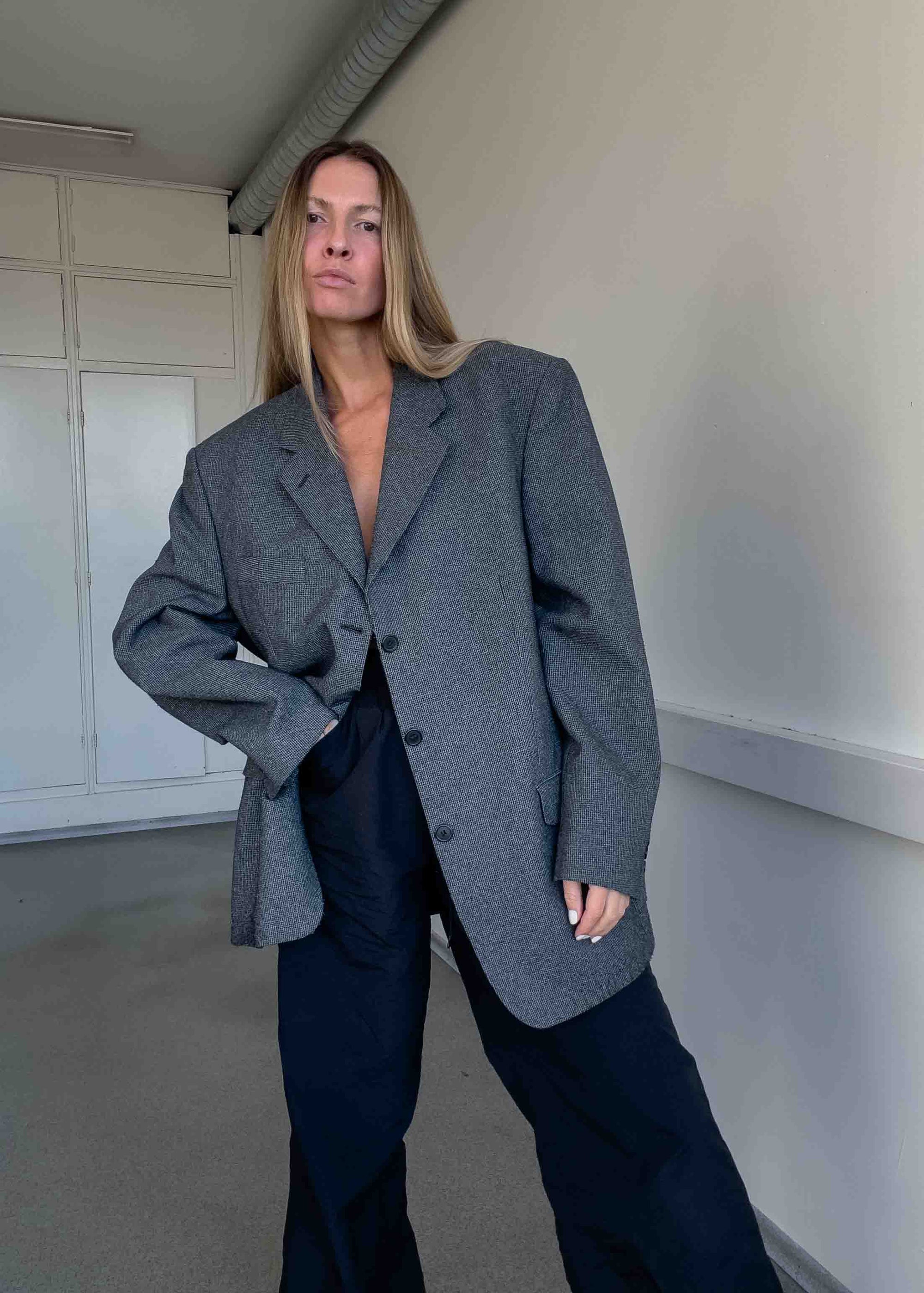 Vintage Grey Oversized Blazer