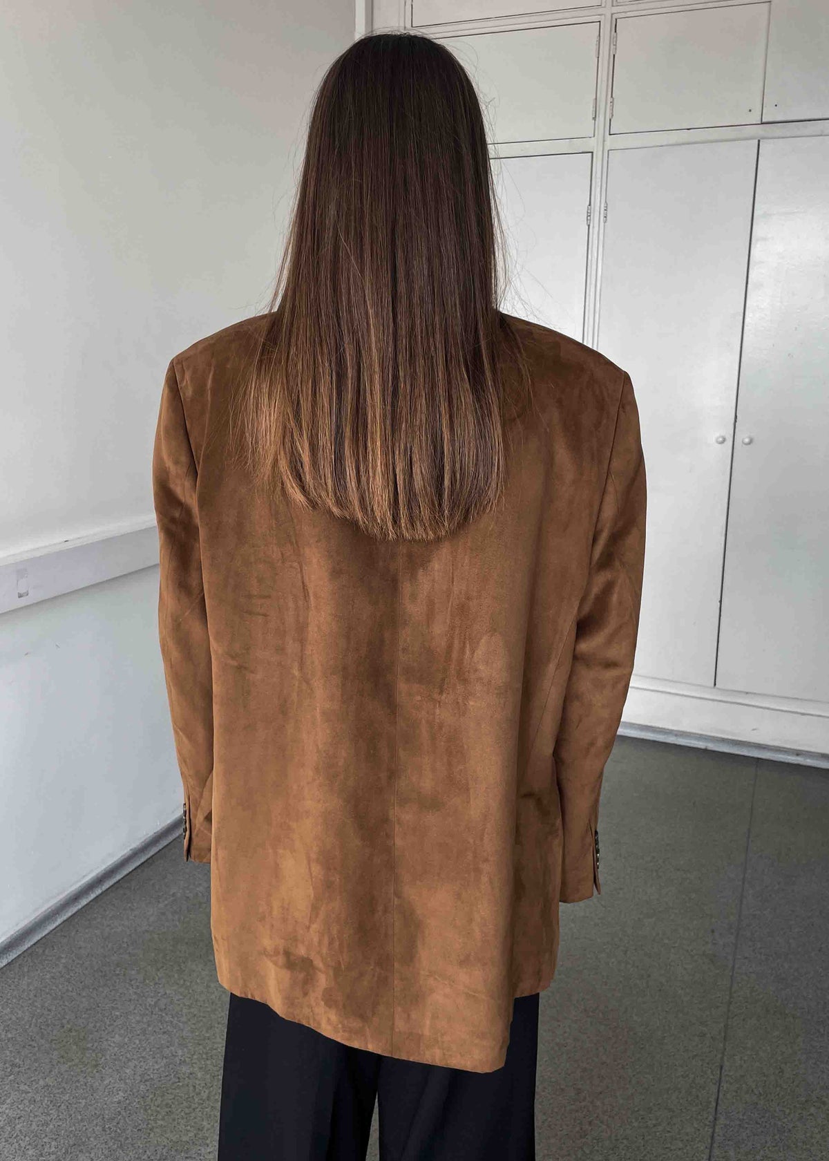 Vintage Brown Oversized Velvet Blazer