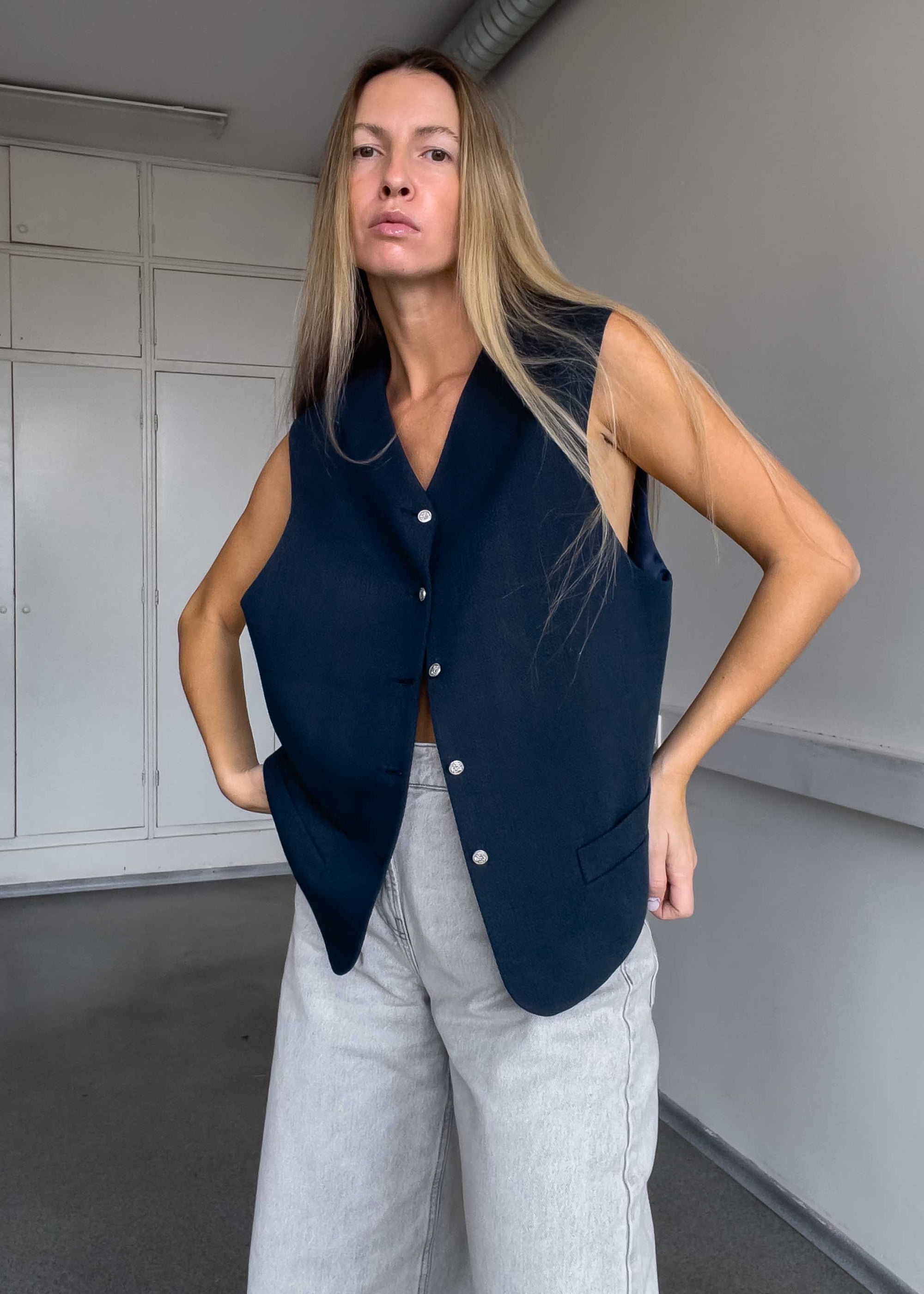 Vintage Blue Oversized Vest