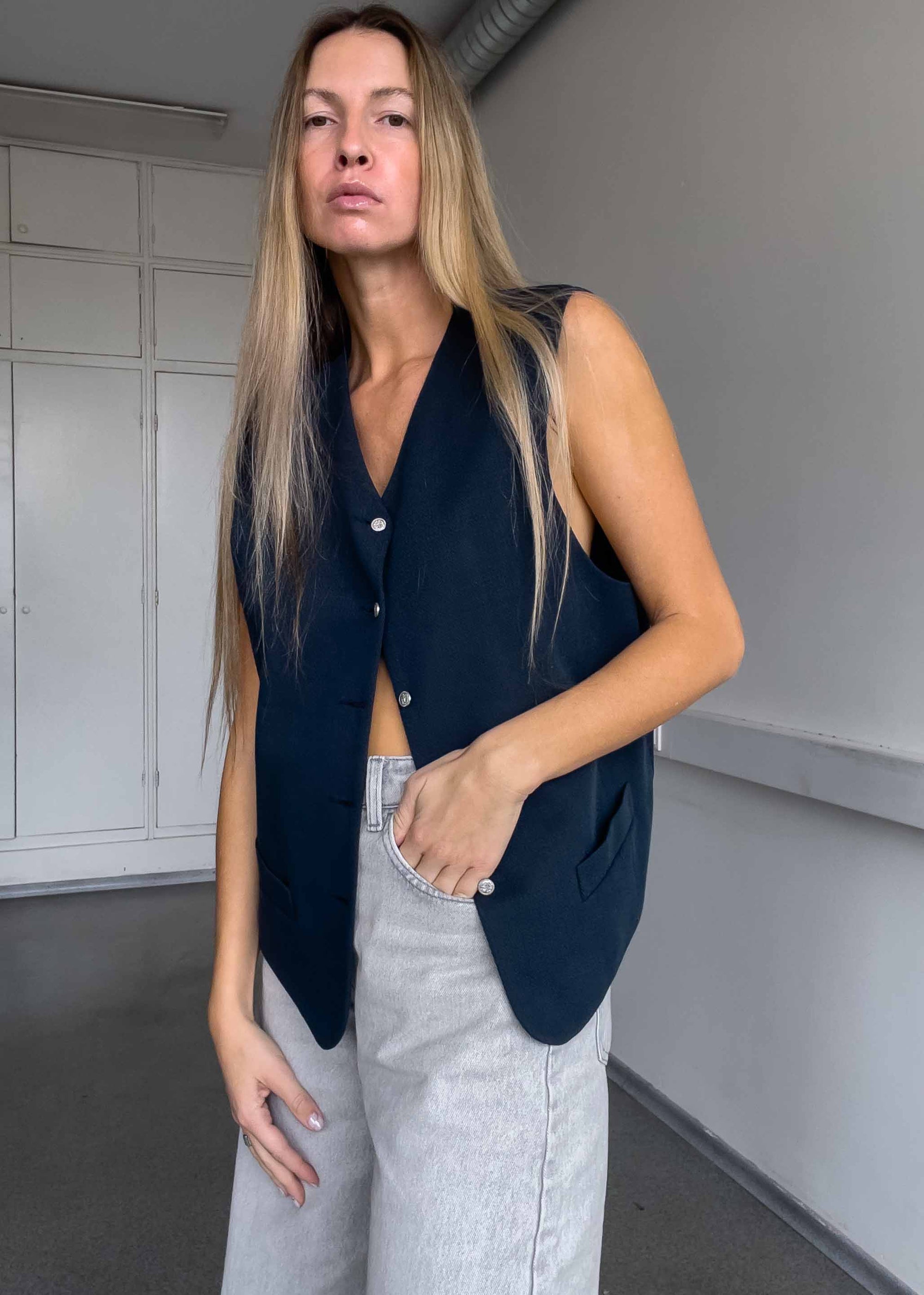 Vintage Blue Oversized Vest