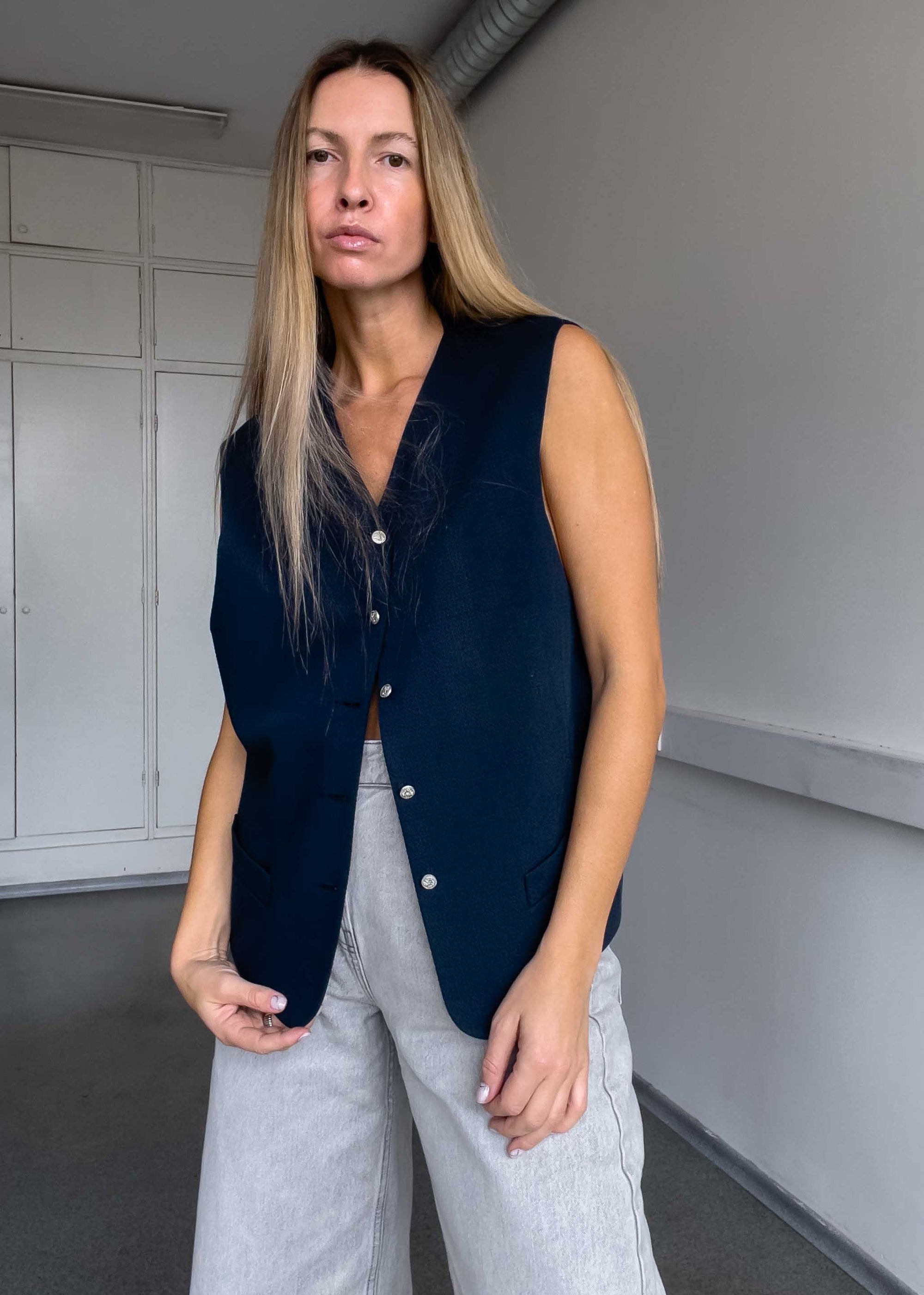 Vintage Blue Oversized Vest