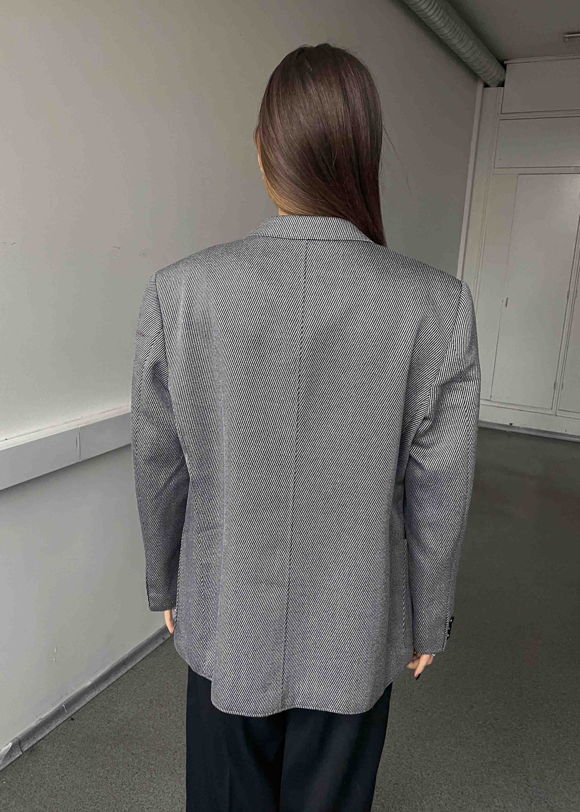 Vintage Light Grey Patterned Oversized Blazer
