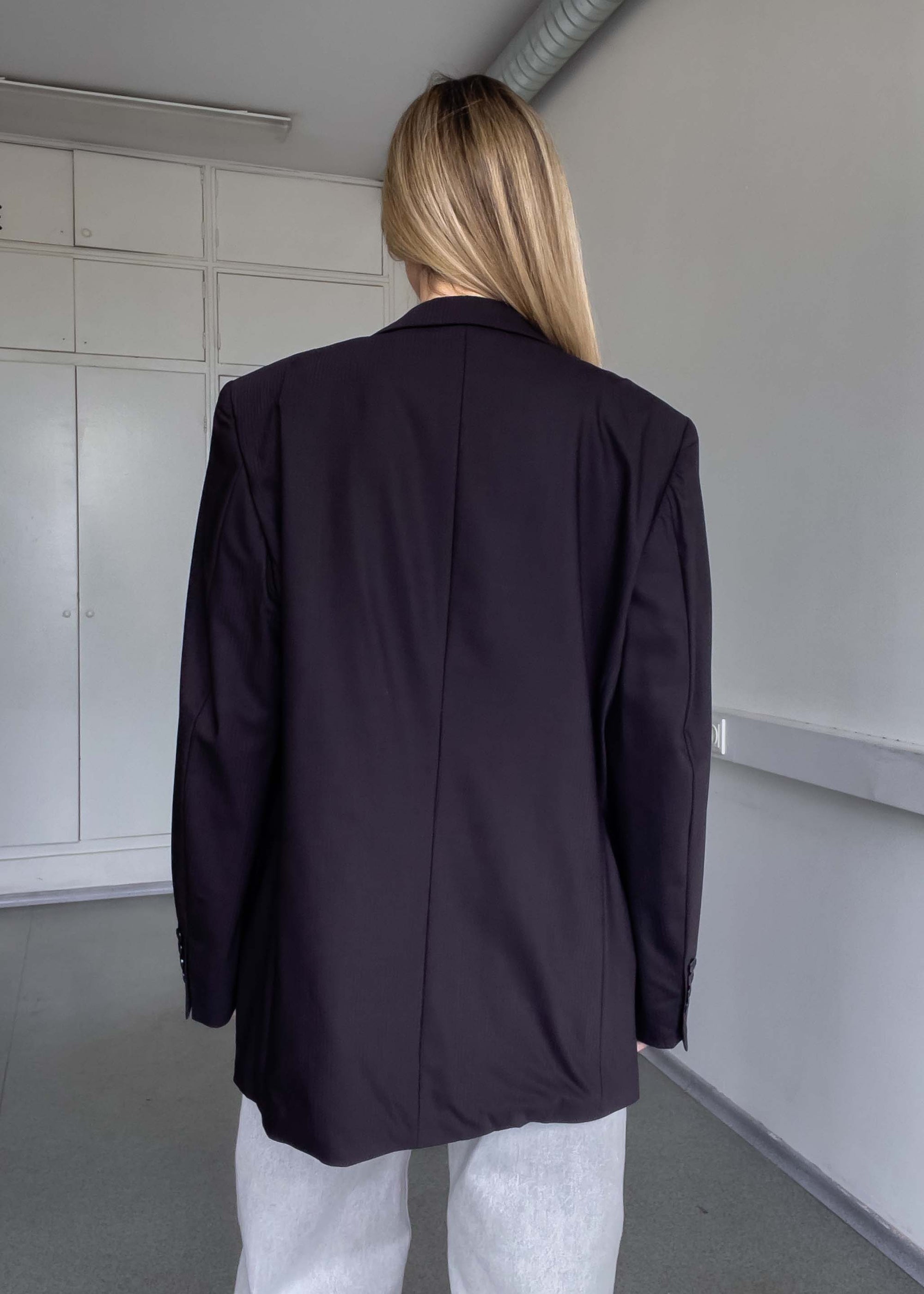 Vintage Brown Stripy Oversized Blazer