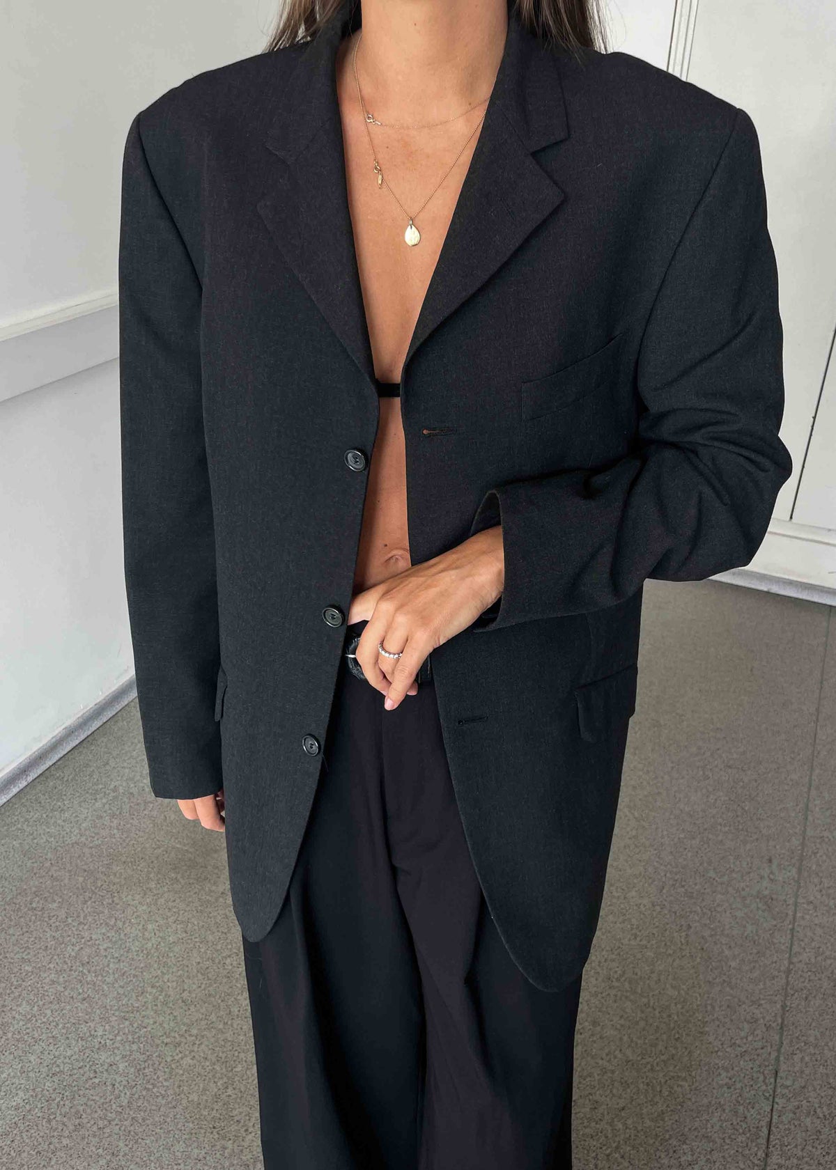 Vintage Grey Oversized Blazer