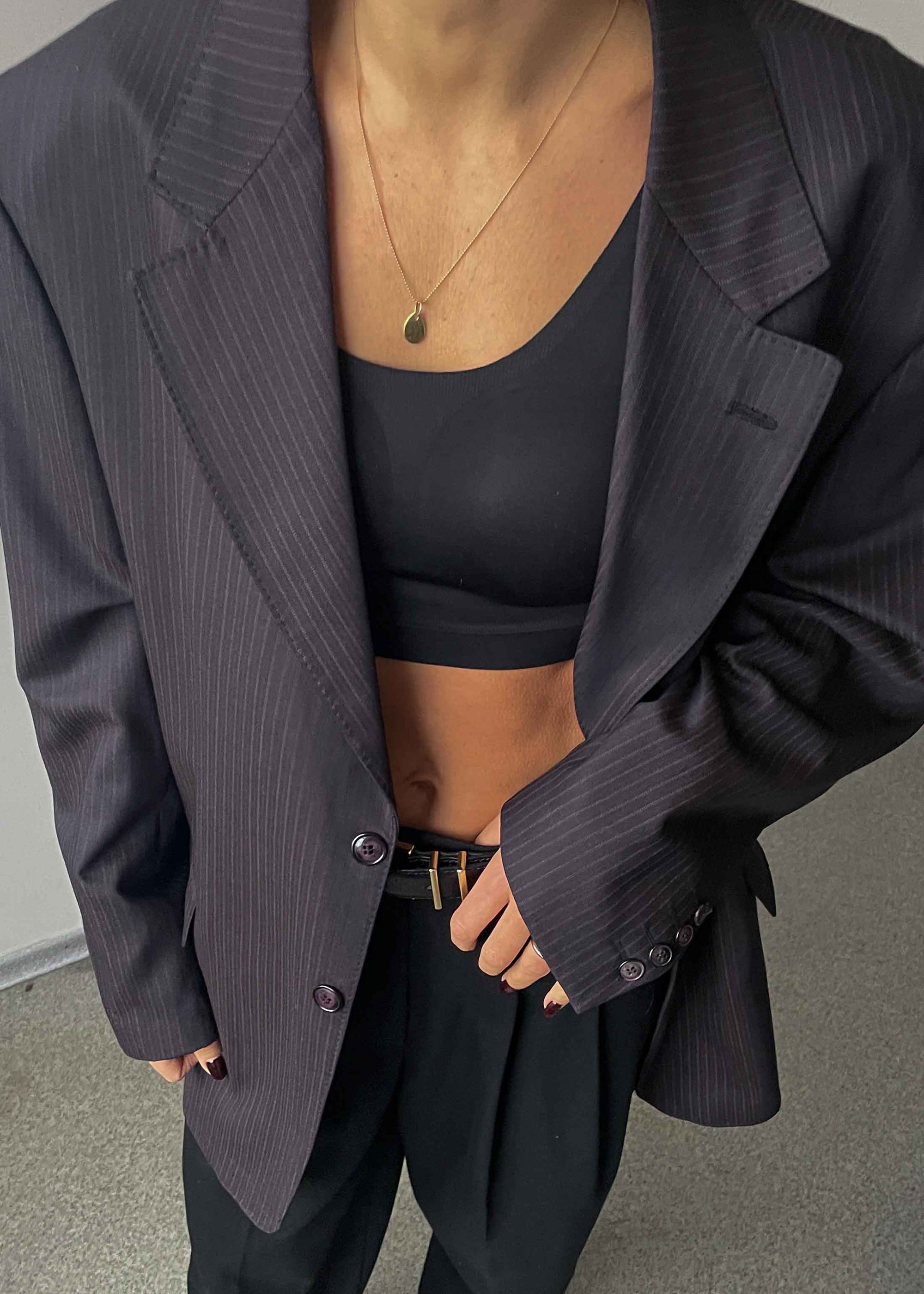 Vintage Purple Striped Oversized Blazer