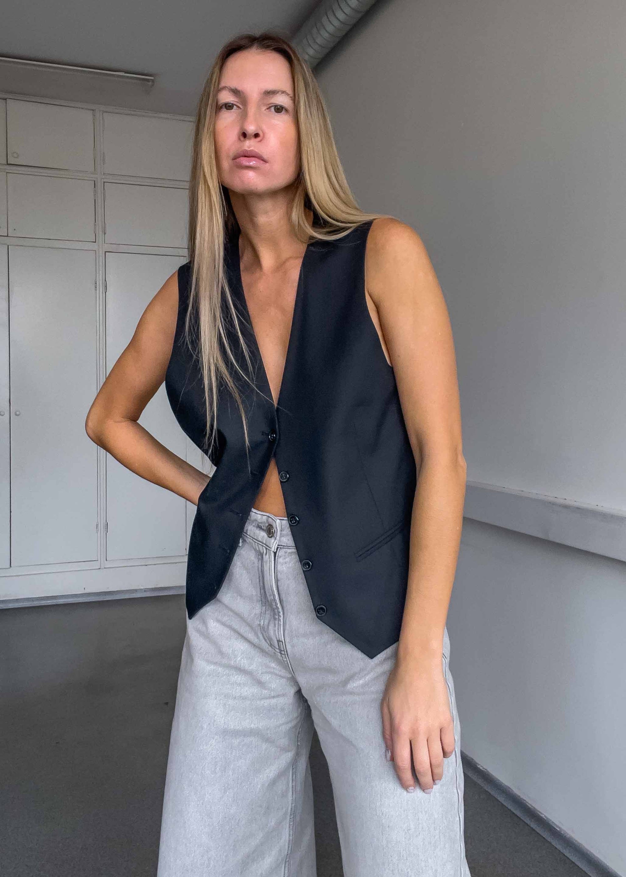 Vintage Black Oversized Vest