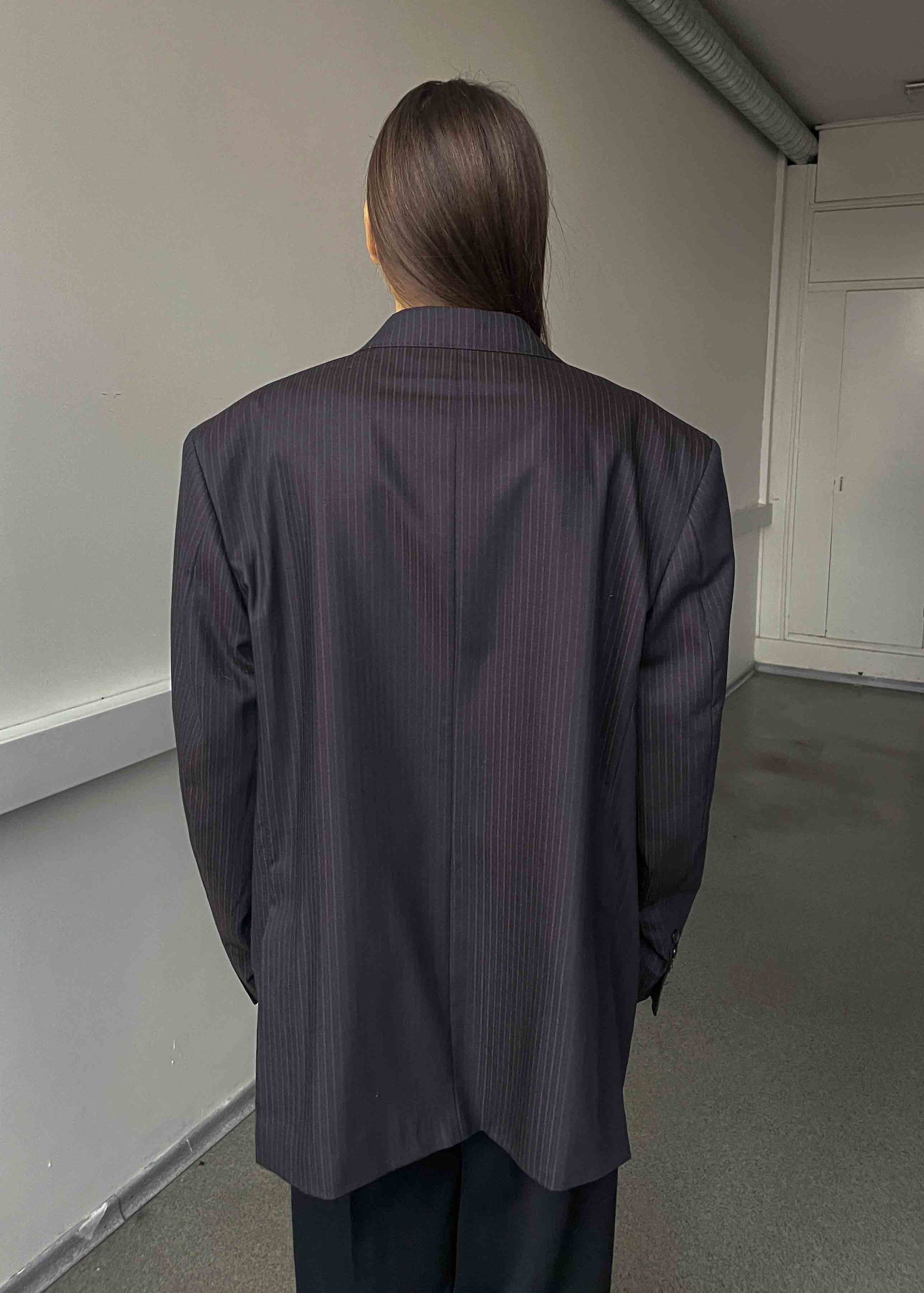 Vintage Purple Striped Oversized Blazer