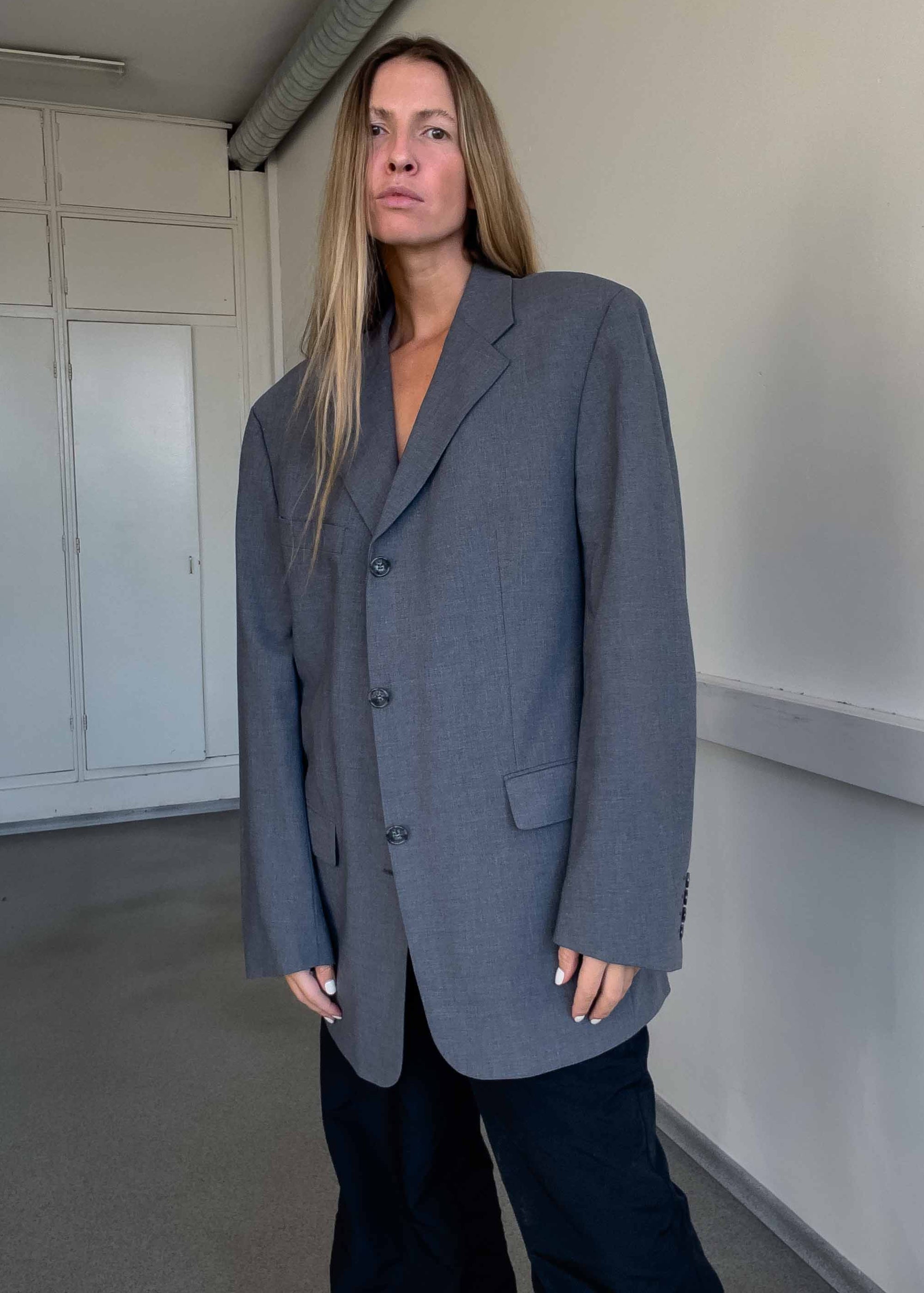 Vintage Grey Oversized Blazer