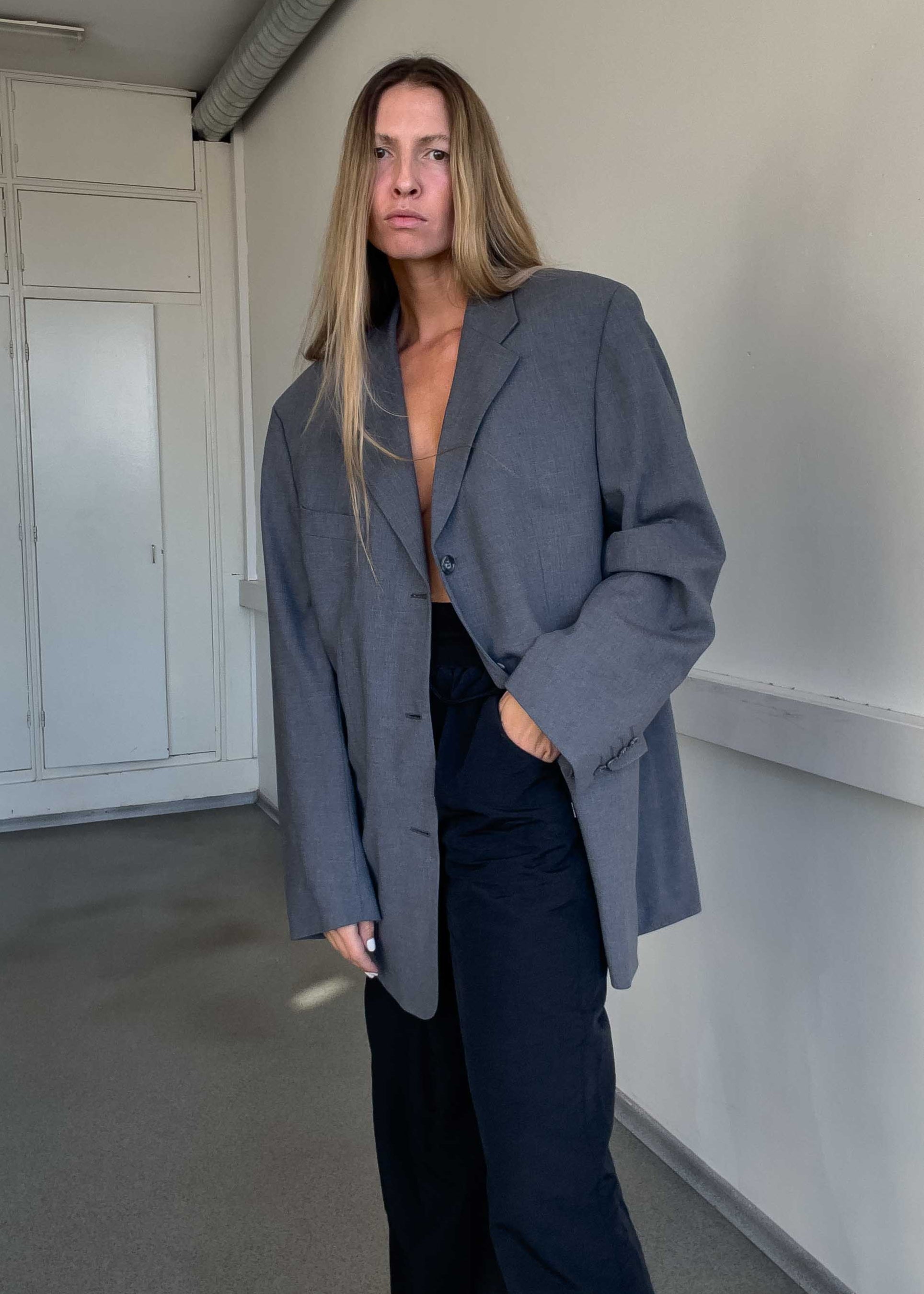 Vintage Grey Oversized Blazer