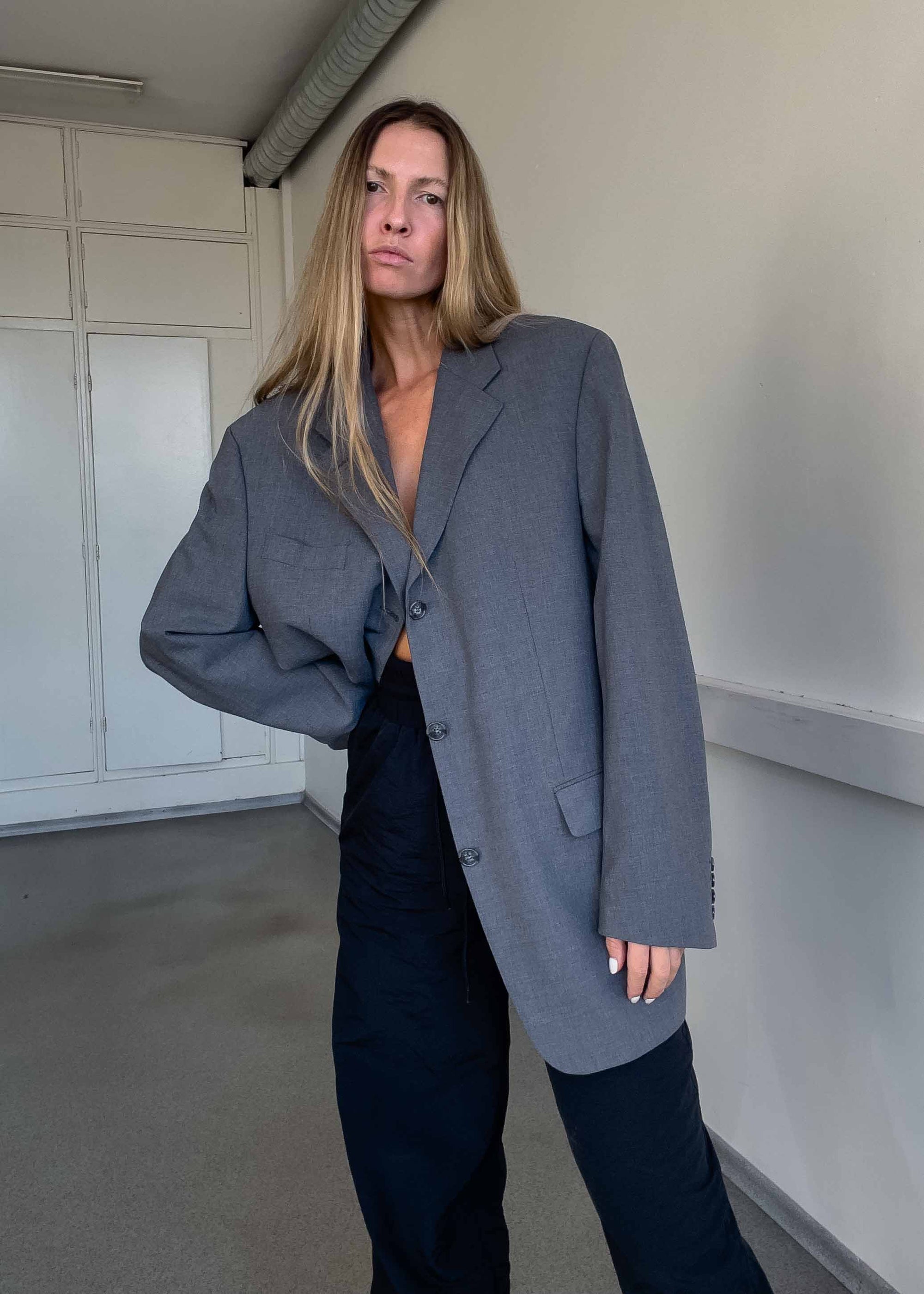 Vintage Grey Oversized Blazer