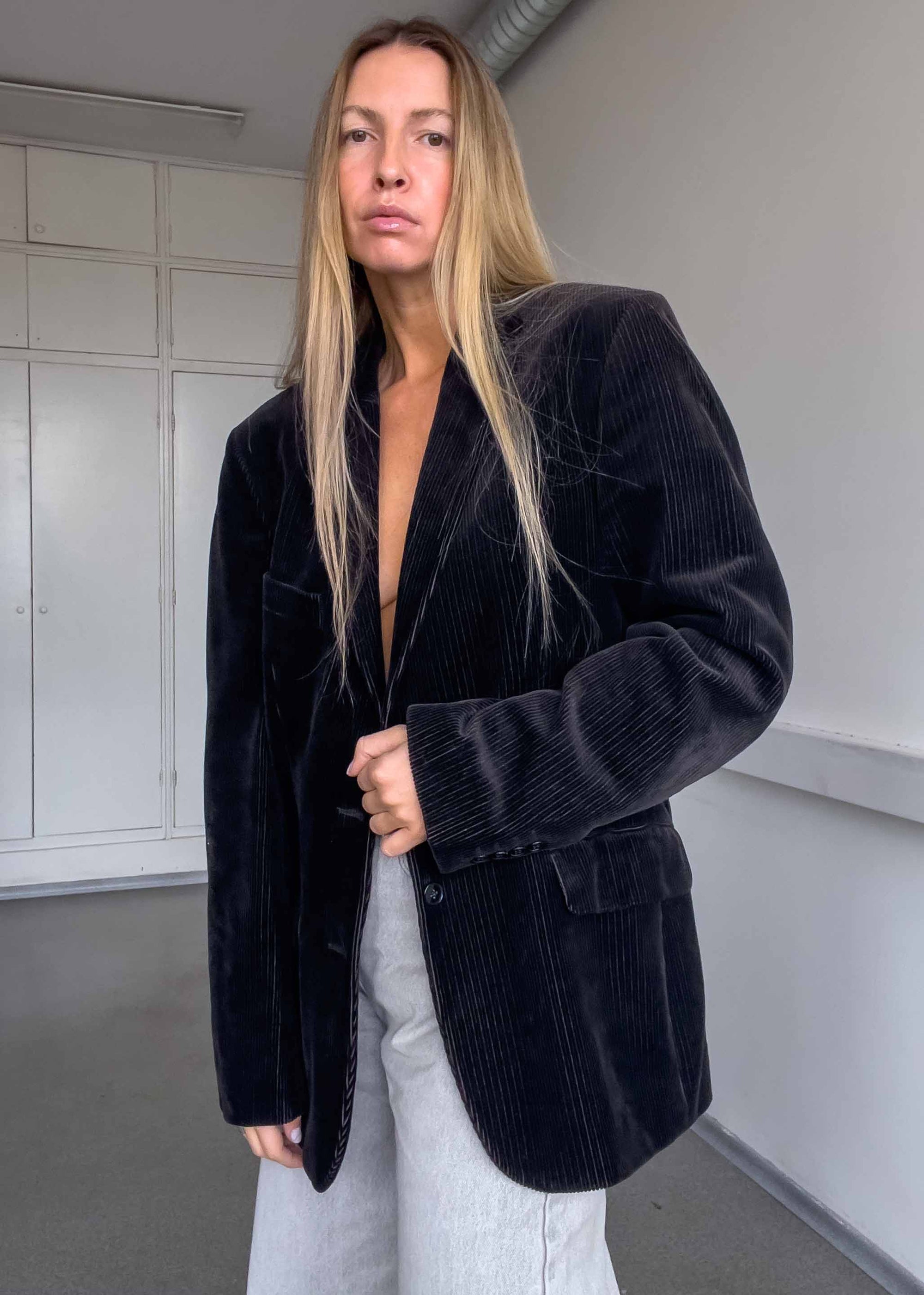 Vintage Dark Brown Corduroy Oversized Blazer