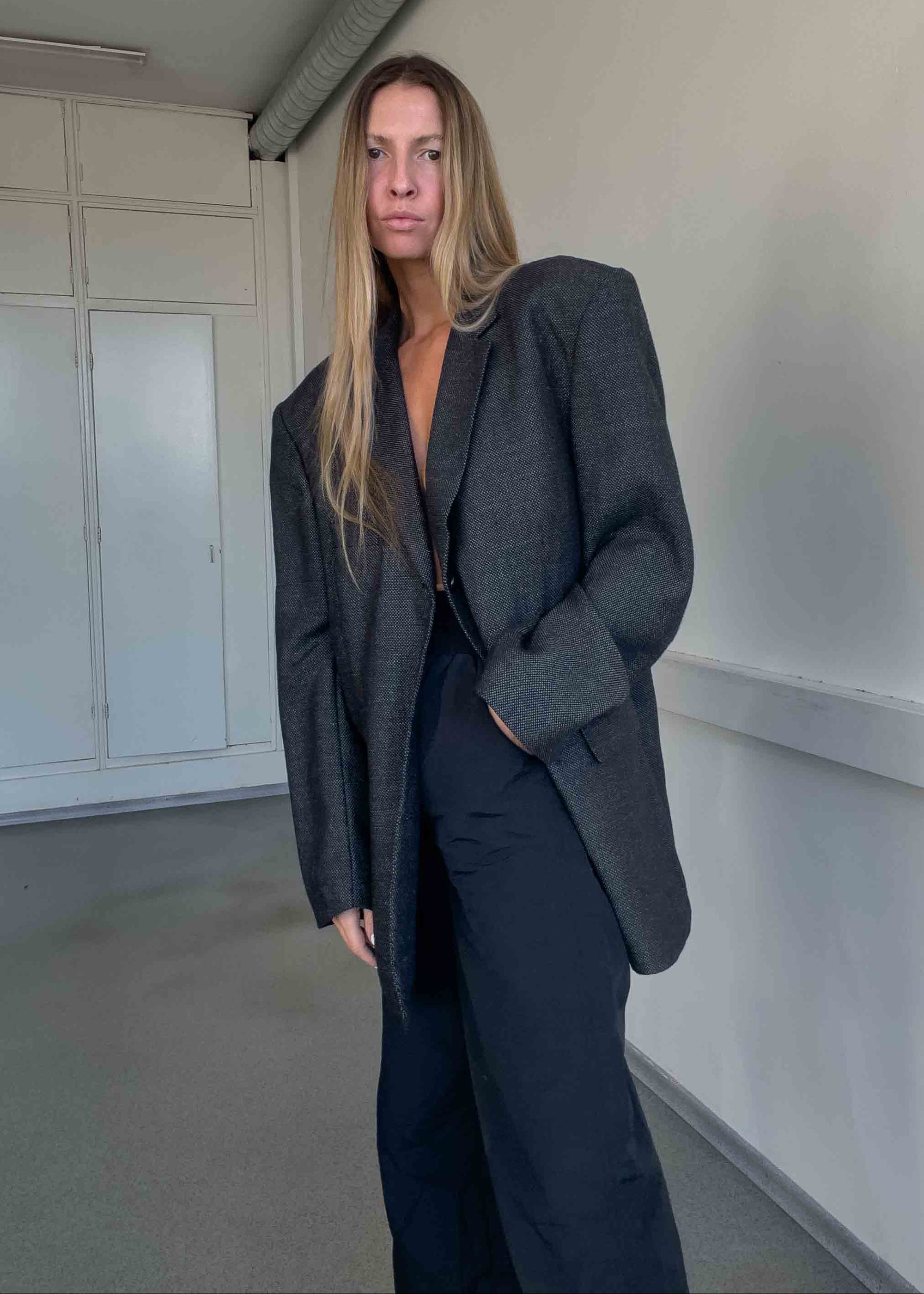 Vintage Grey Oversized Blazer
