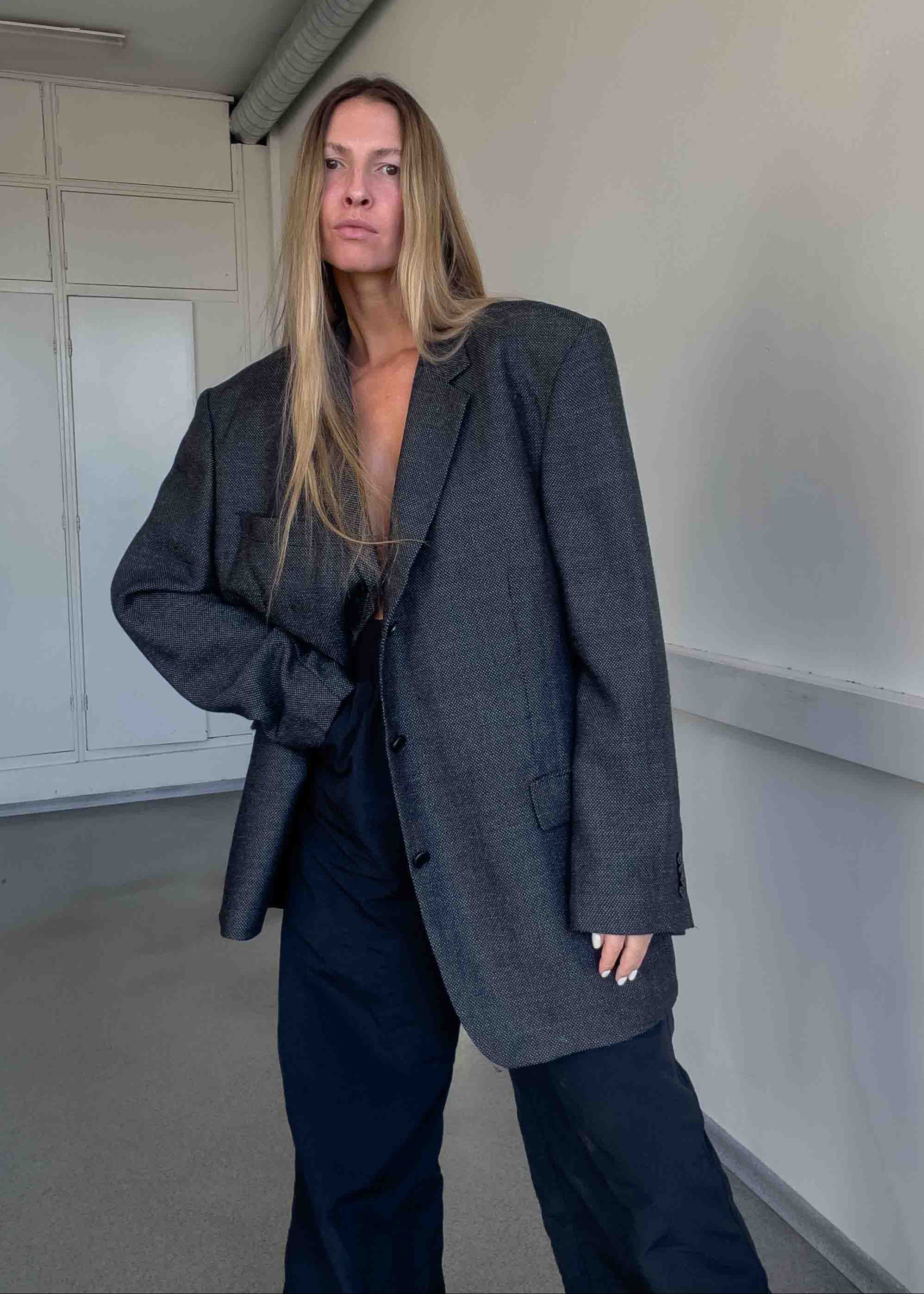 Vintage Grey Oversized Blazer