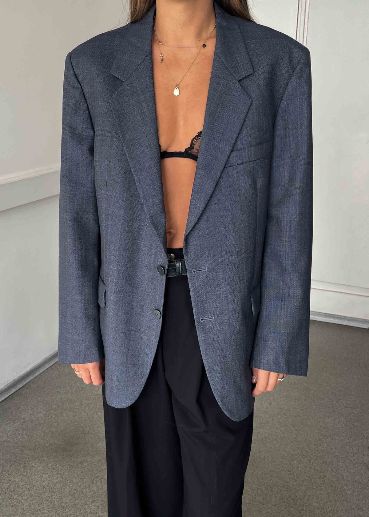 Vintage Grey Oversized 100% WOOL Blazer