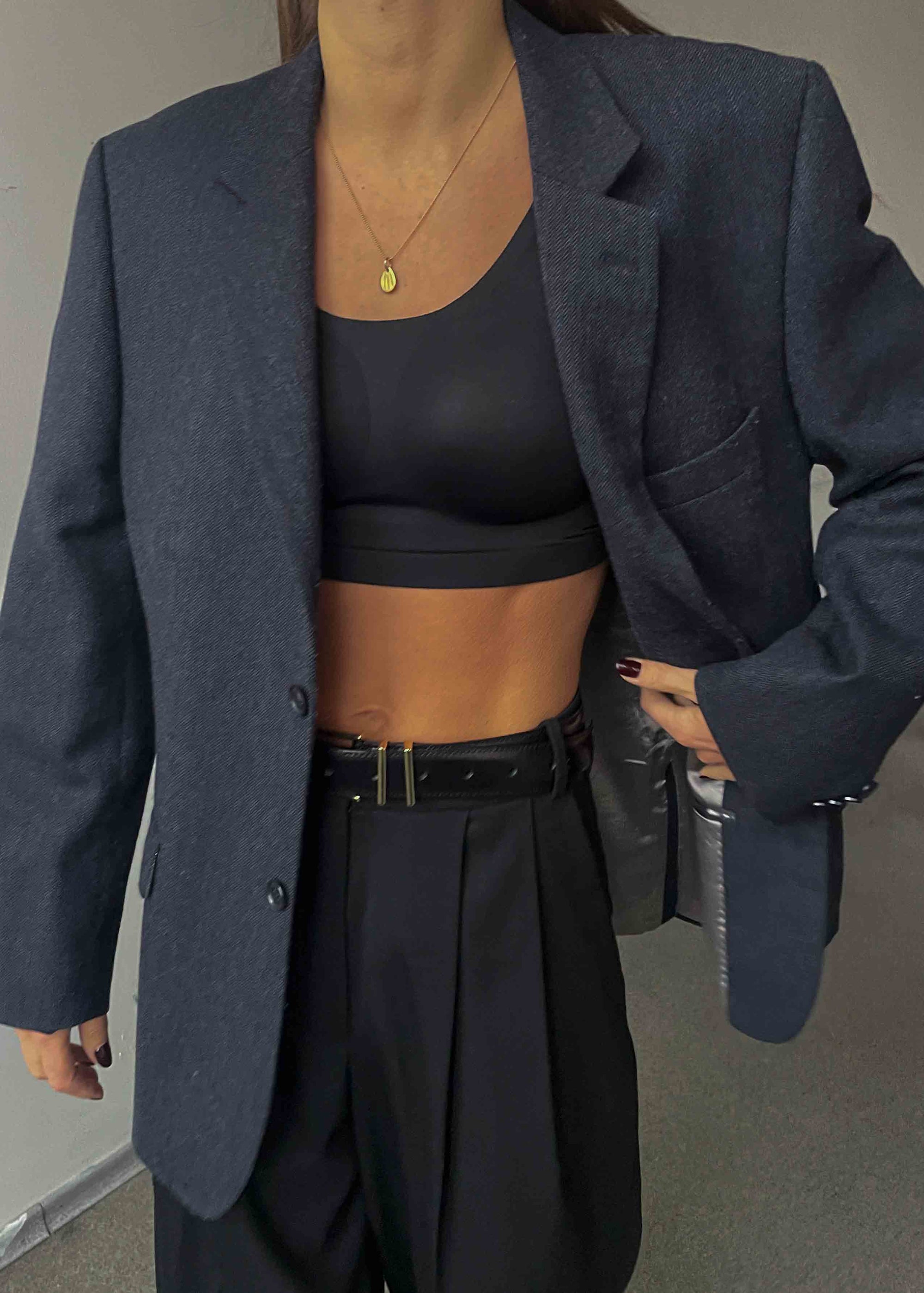 Vintage Blue Patterned Oversized Blazer