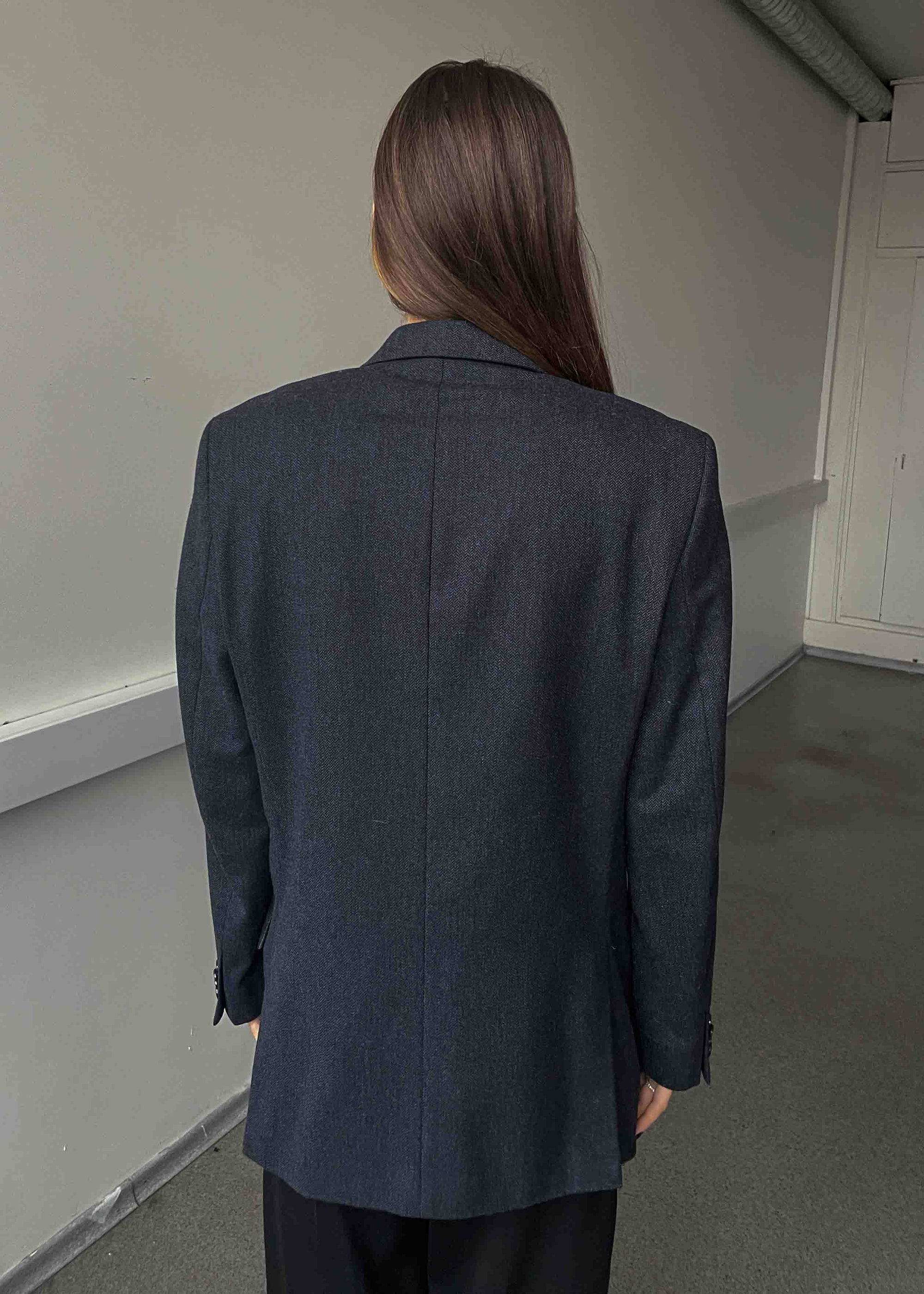 Vintage Blue Patterned Oversized Blazer