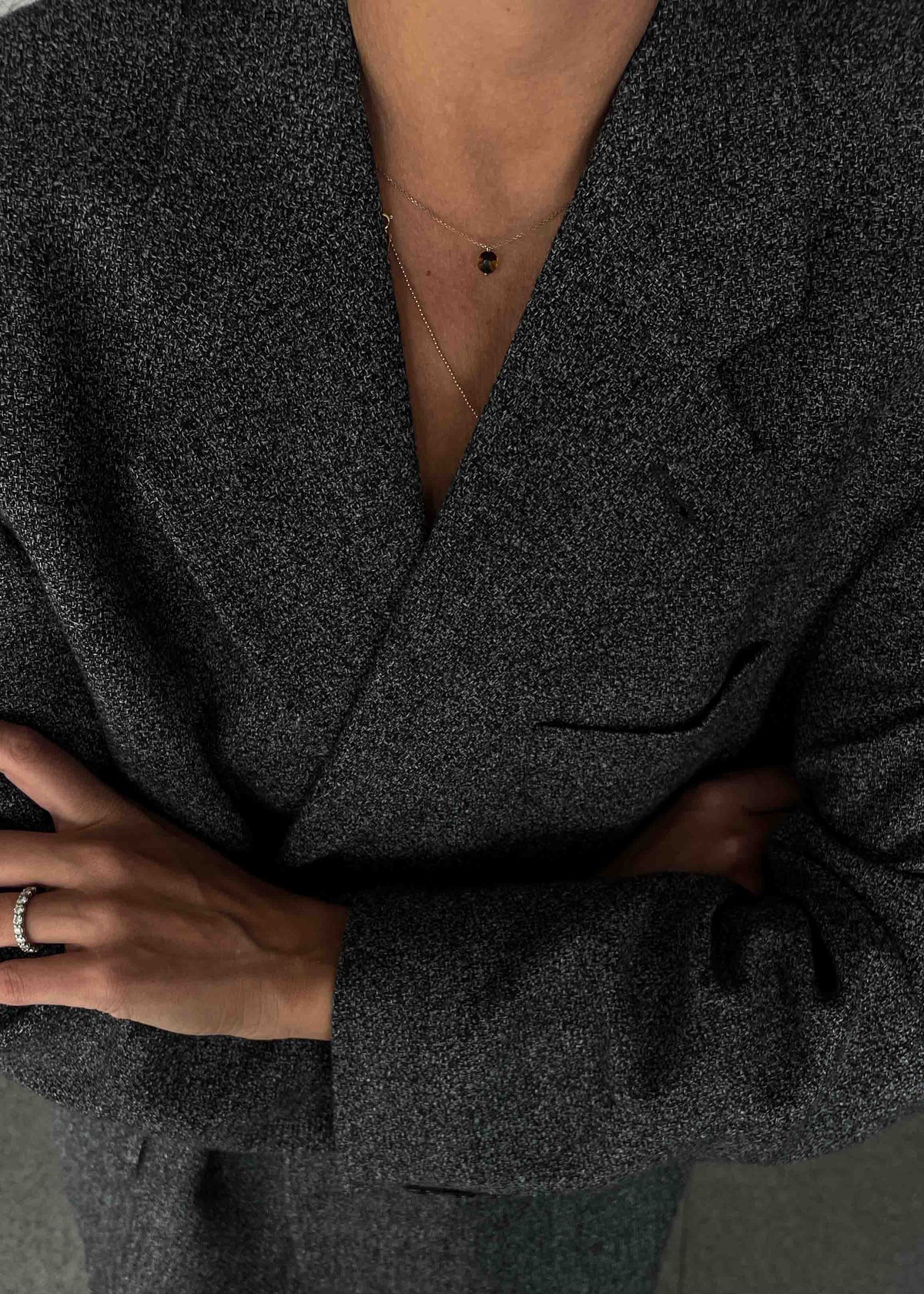 Vintage Grey Patterned Oversized 100% WOOL Blazer