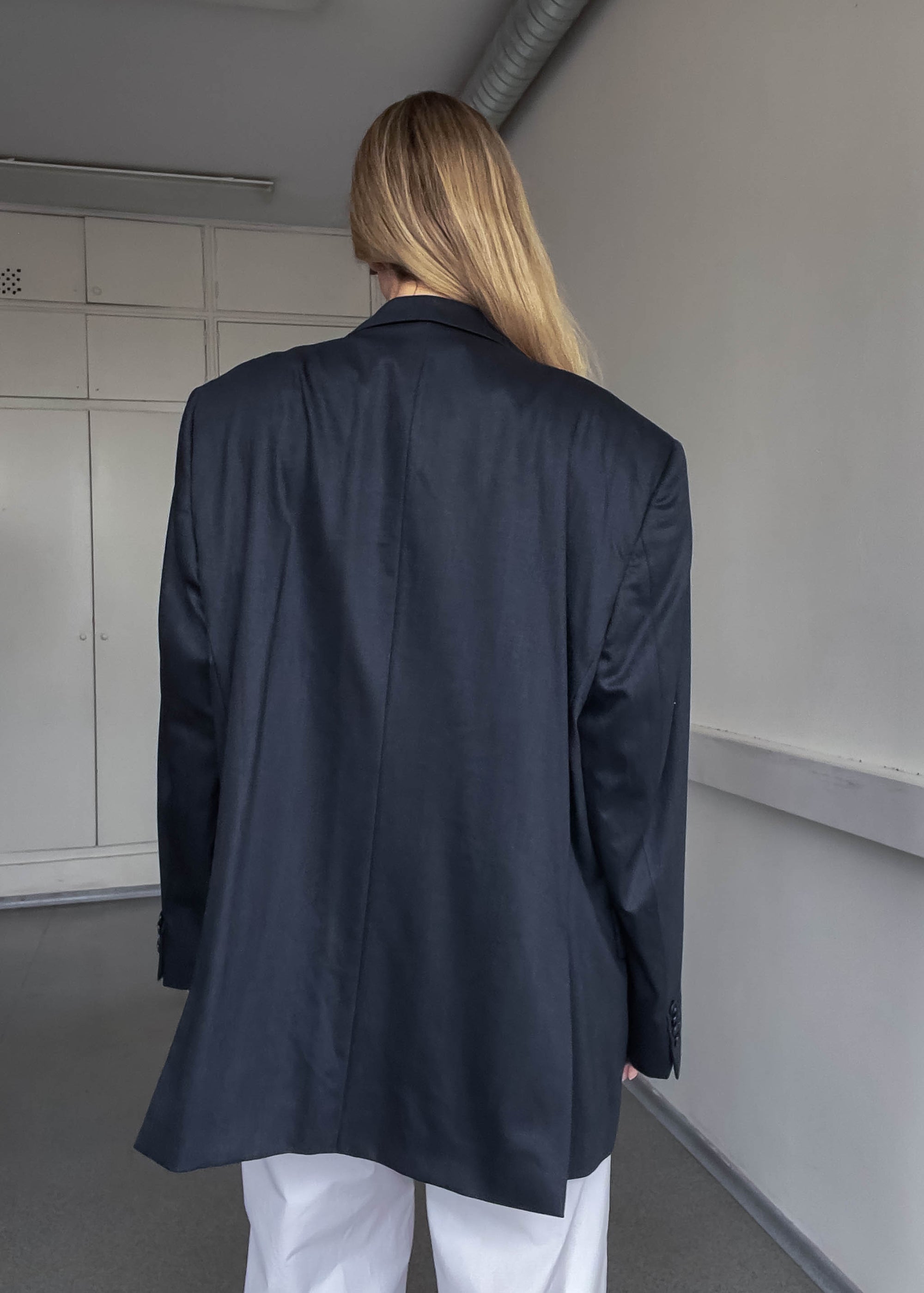 Vintage Dark Blue Oversized Blazer