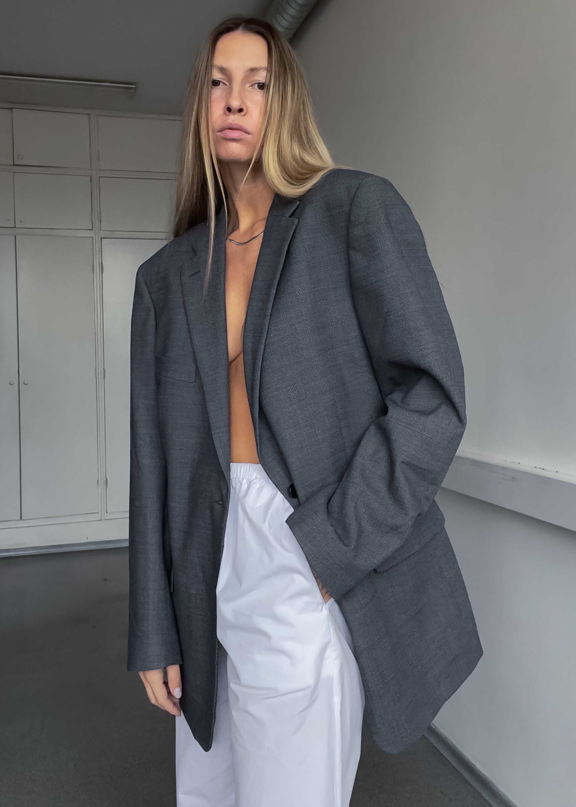 Vintage Grey Oversized Blazer
