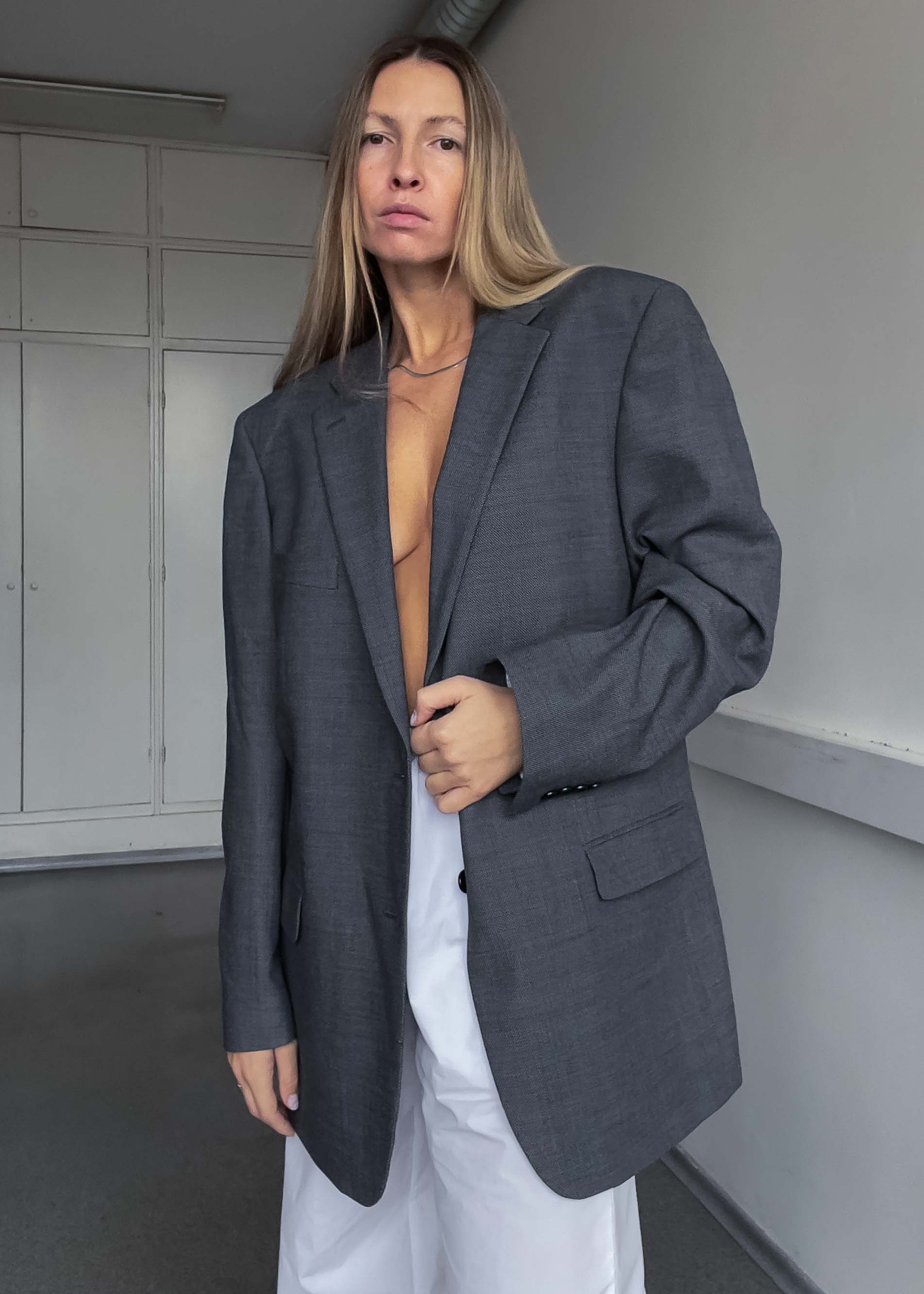 Vintage Grey Oversized Blazer